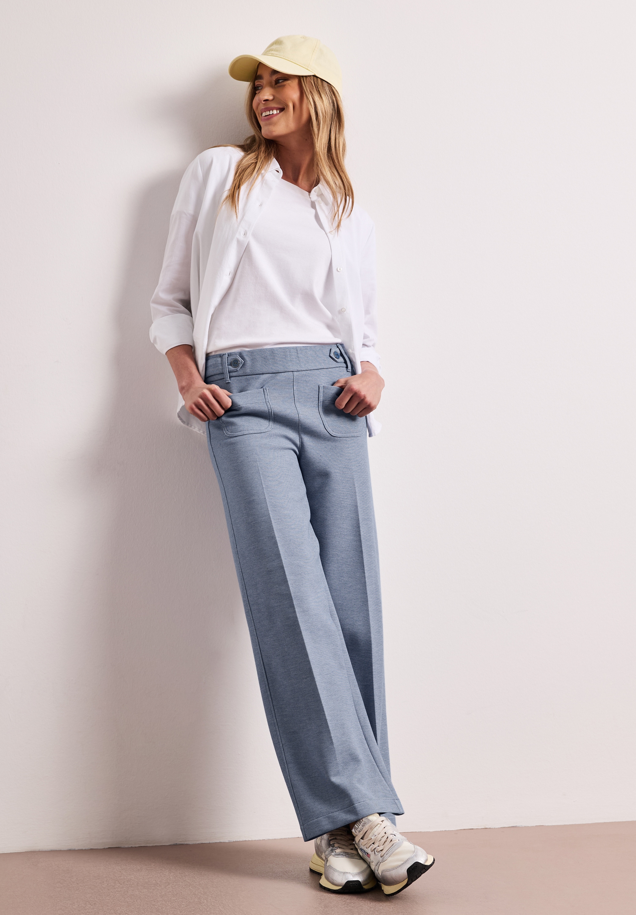 STREET ONE Stoffhose  Wide Leg Hose mit Knopf-Details