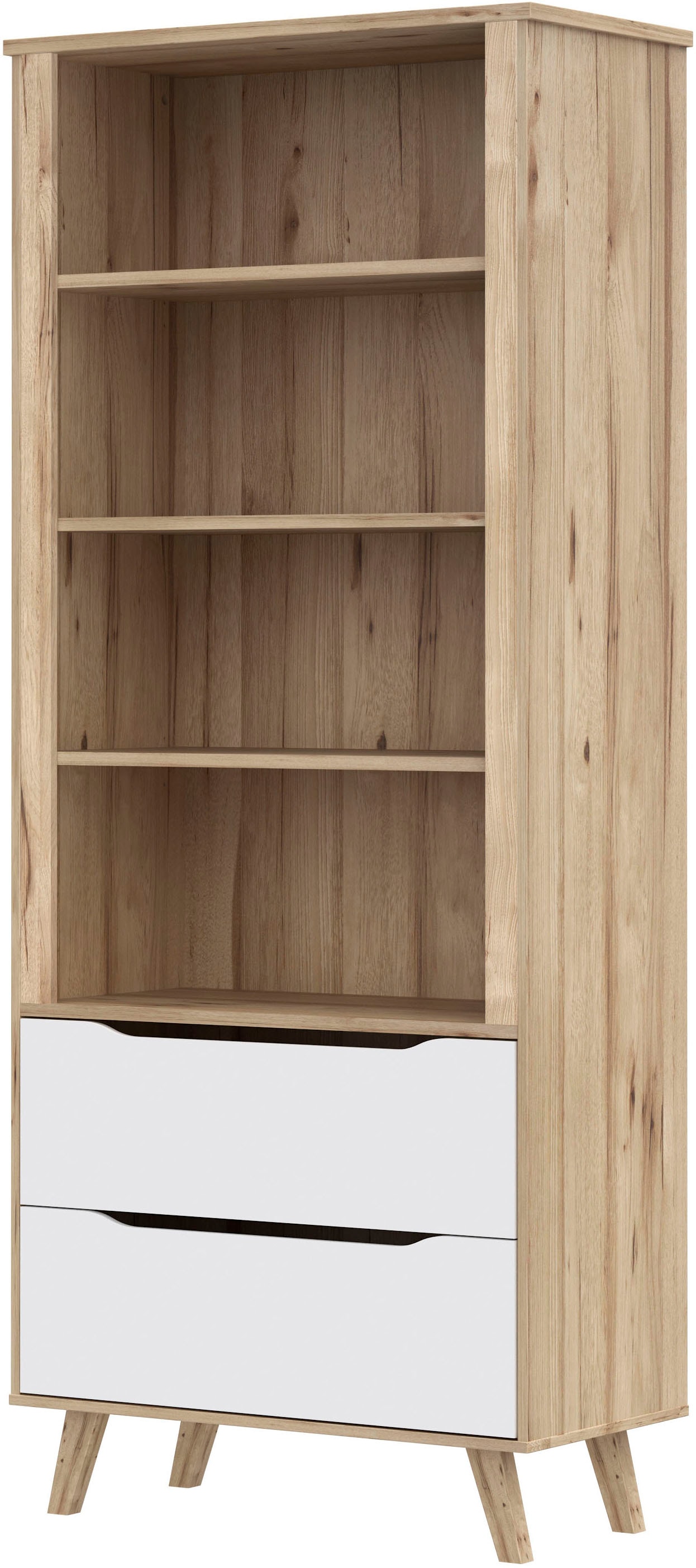 FORTE Wandregal »Vankka Regal 2 Schubkästen« B/H/T 84,7/201,5/41,7 cm,  Regal, Holzfüße, Einlegeböden variabel , 2 Schubkästen