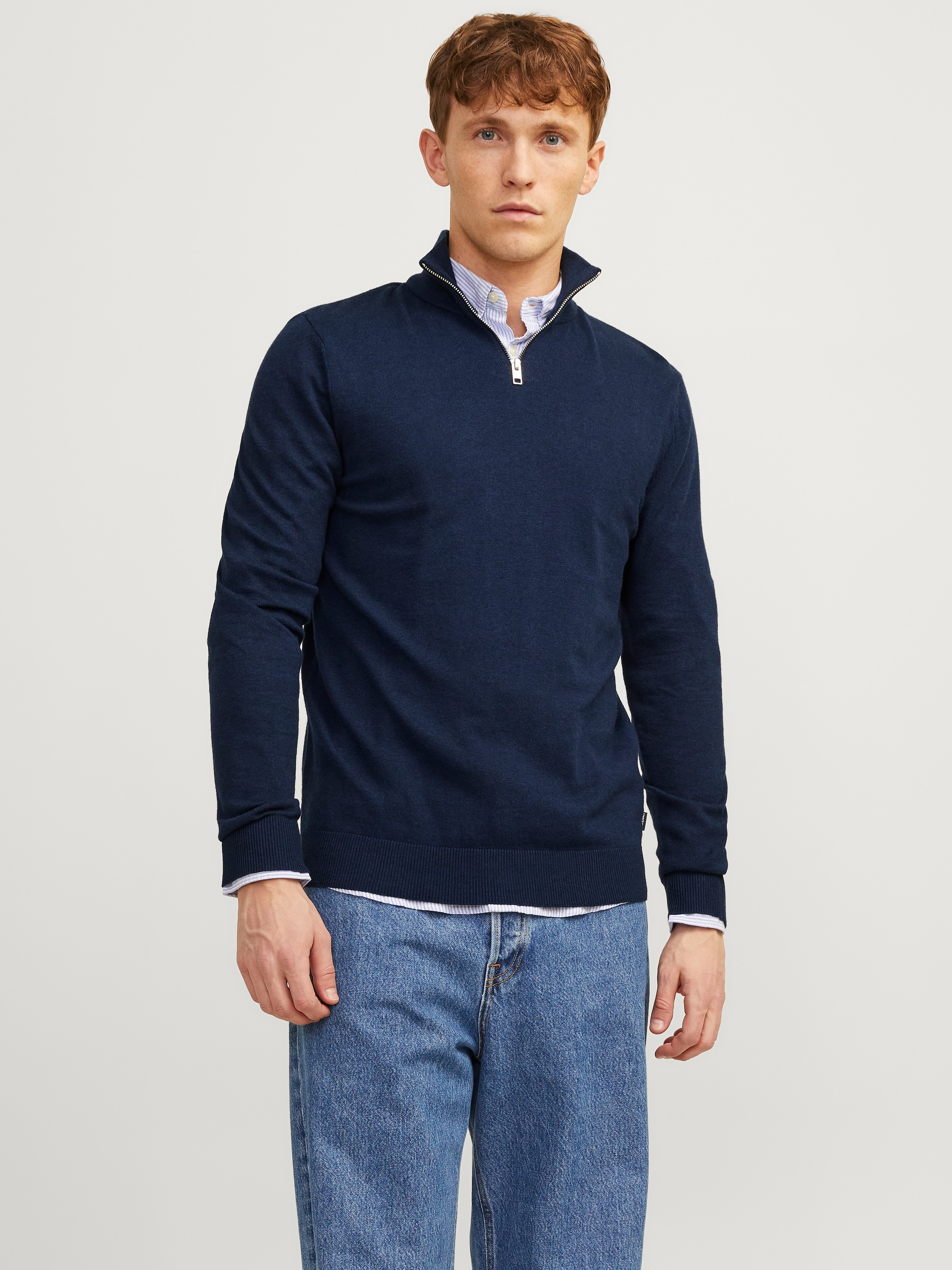 Jack & Jones Strickpullover »EMIL KNIT HALF ZIP«, mit kurzem Reißverschluss im Troyer-Look