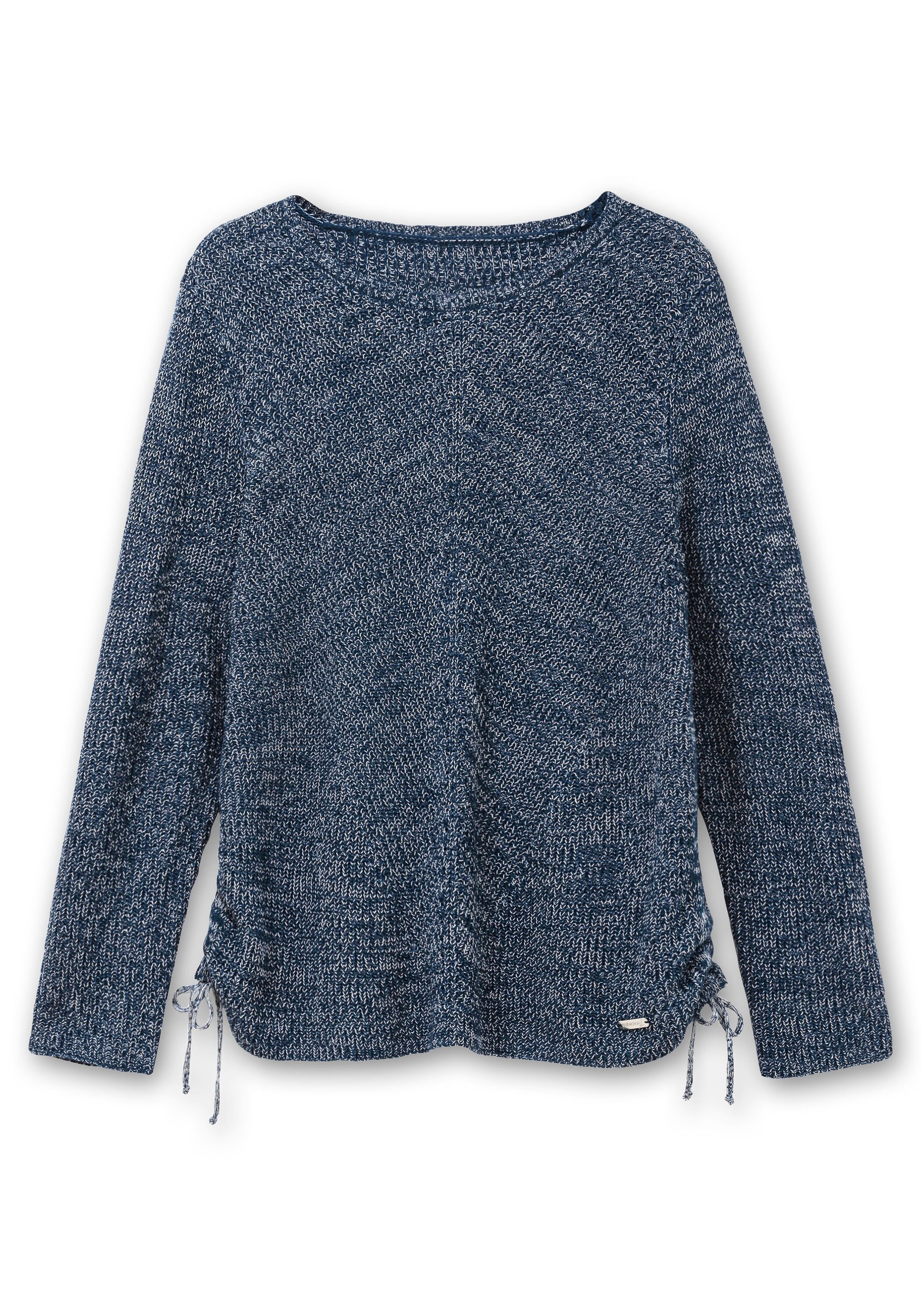 Sheego Rundhalspullover »Strickpullover mit Rippmuster und Raffung seitlich«