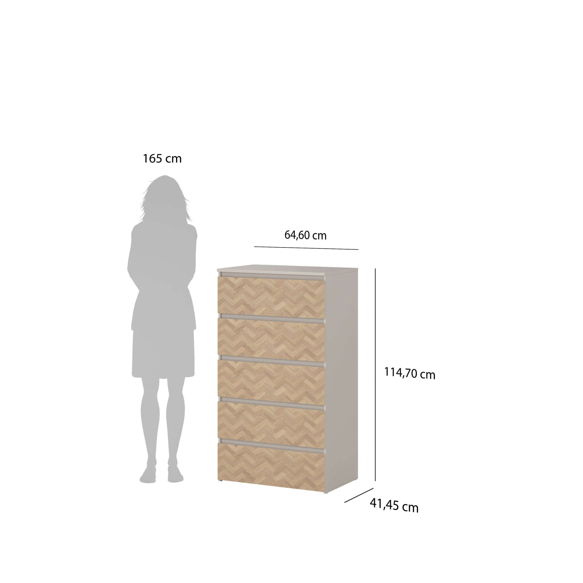 Home affaire Kommode »Maise in Holzoptik mit elegantem Fischgrätmuster« Fischgrätdekorfronten für einen modernen Wohnstil
