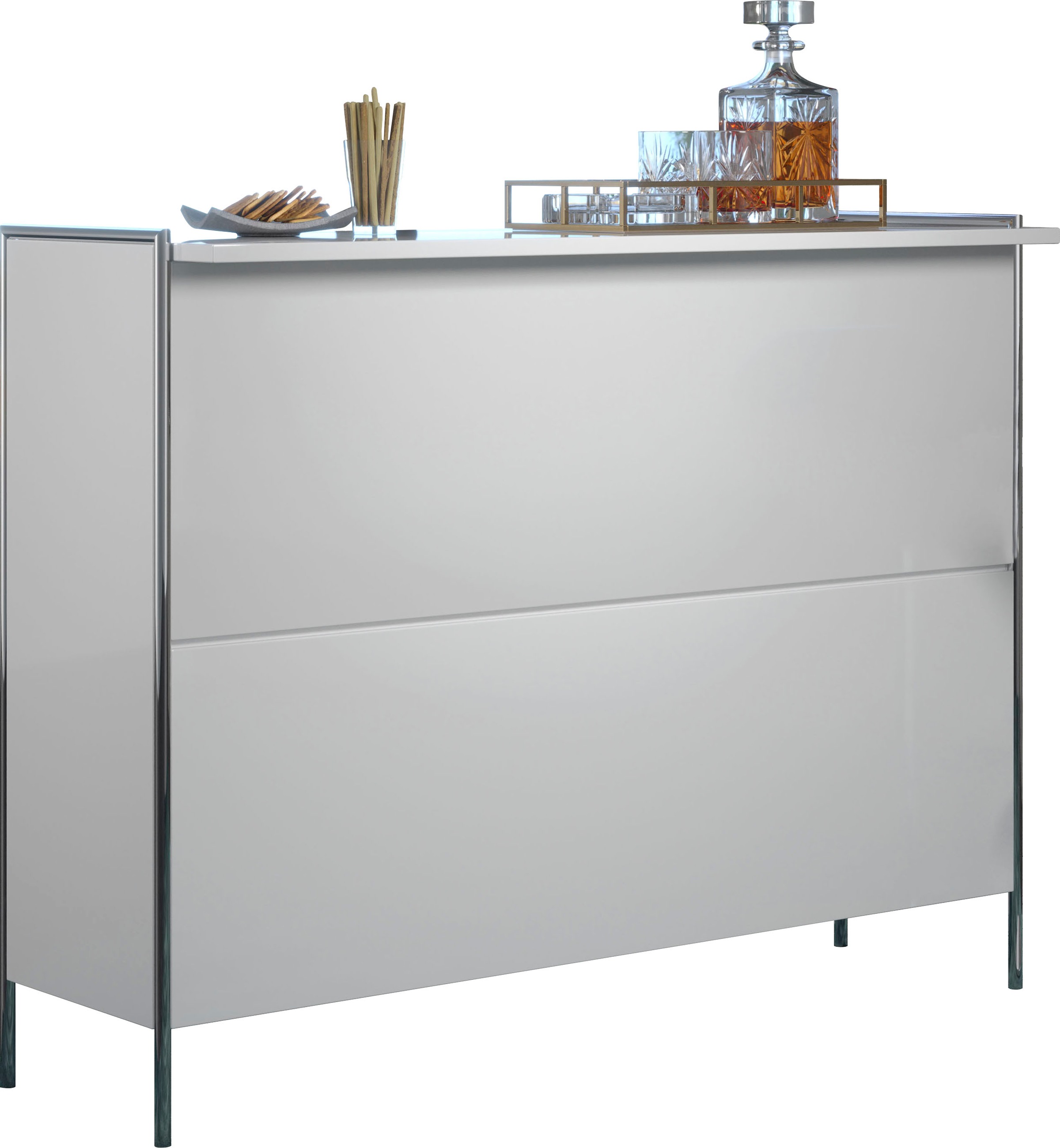 Places of Style Tresentisch »Imperia«, Mobile Bar mit Chromrahmen, viel Stauraum - (B/T/H) 140/48/109 cm