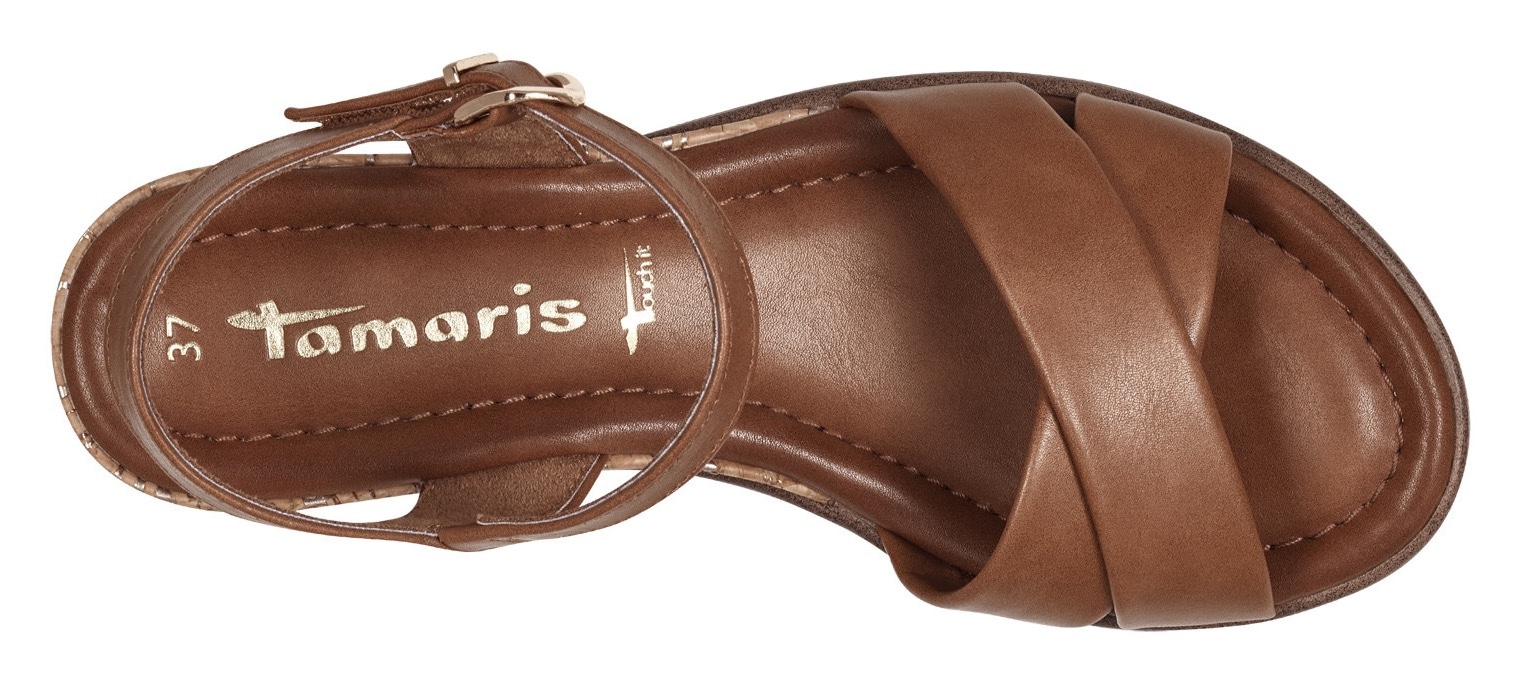 Tamaris Sandalette, Keilabsatz, Sommerschuh, Riemchensandale mit Schnallenverschluss