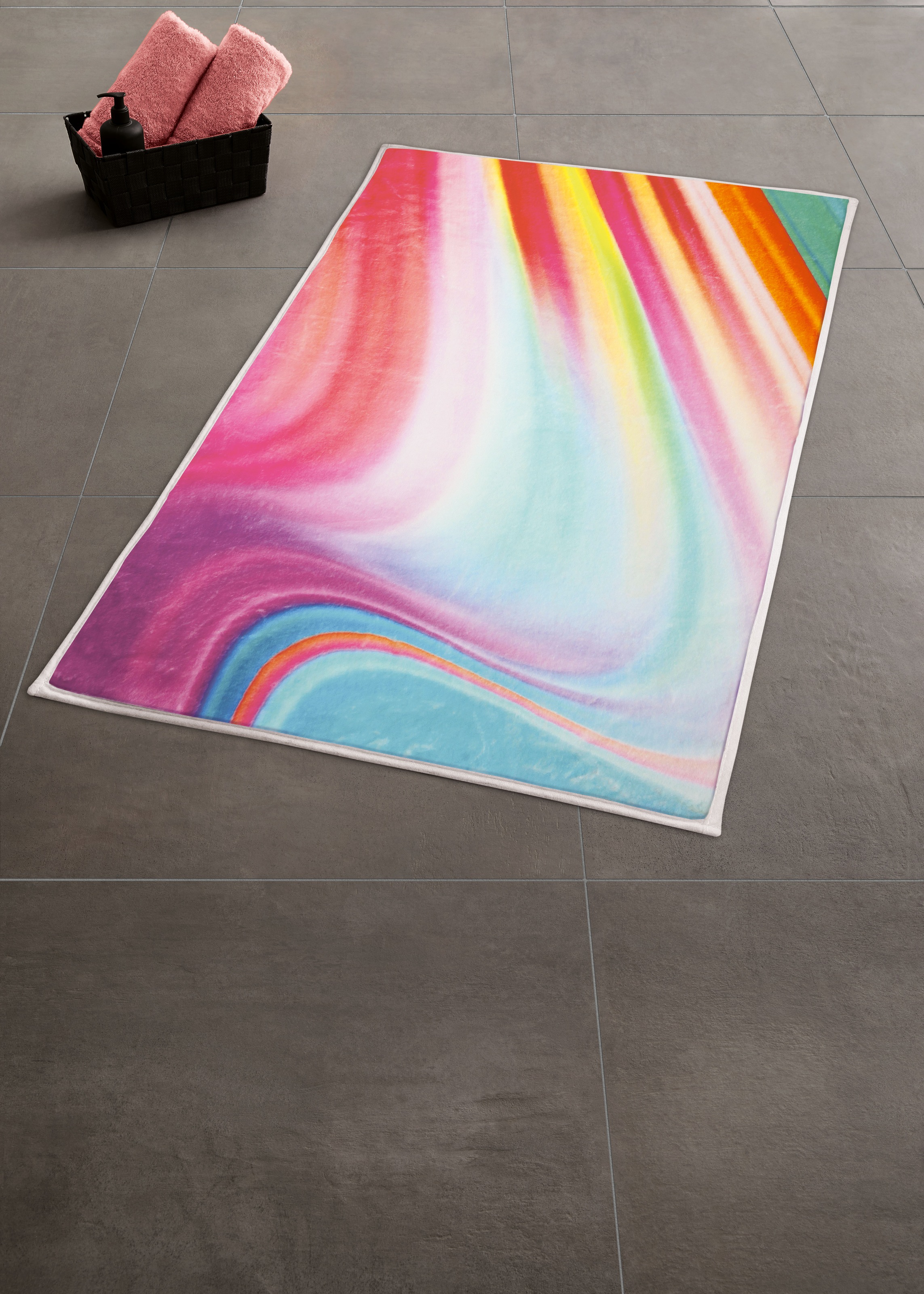 Kleine Wolke Badematte »Vibes«, rutschhemmend beschichtet, fußbodenheizungsgeeignet, Badteppich, bedruckt, modernes Design, kräftige Farben