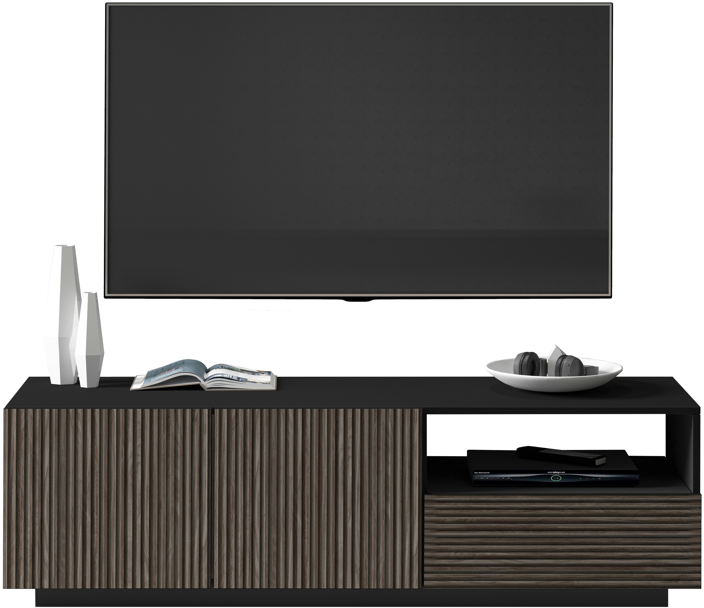 INOSIGN Lowboard »Vega,Lowboard,TV Board,TV Schrank,150 cm« mit 2 Türen und 1 Schublade,Fronten mit Rillen-Optik