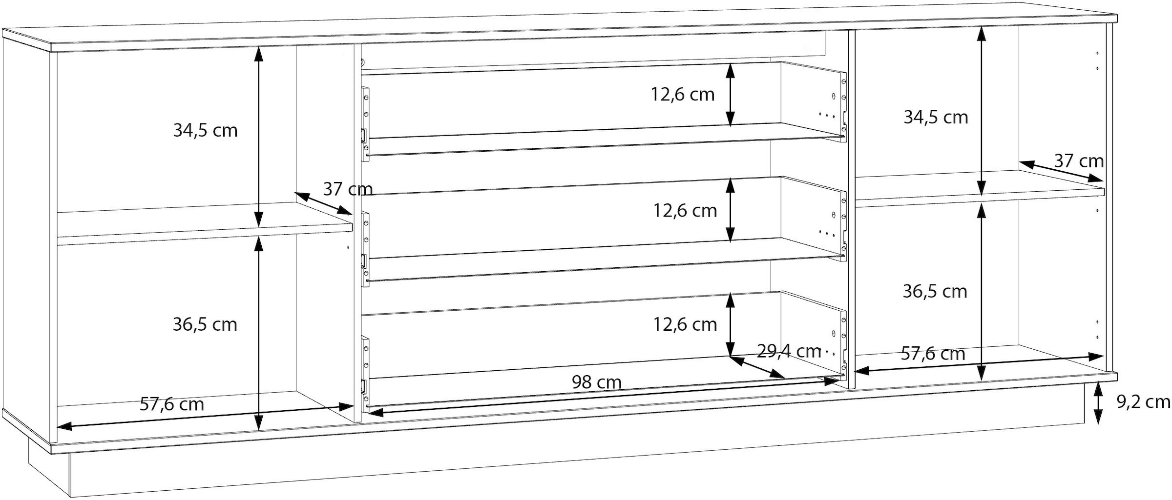 FORTE Sideboard B/H/T 224,5/85,7/41,3 cm