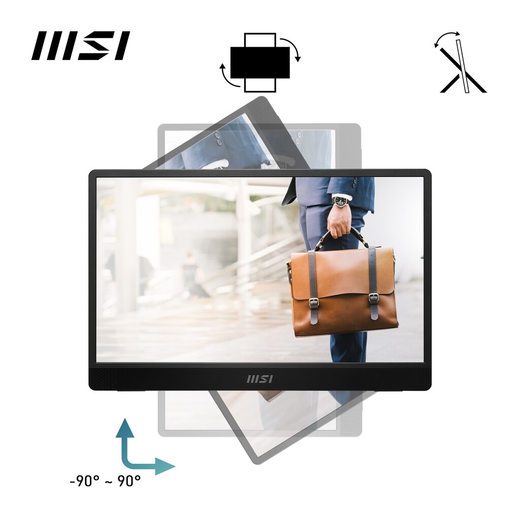 MSI Portabler Monitor »PRO MP161«, 40 cm/16 Zoll, 1920 x 1080 px, Full HD, 4 ms Reaktionszeit, 60 Hz, 3 Jahre Herstellergarantie, USB-C