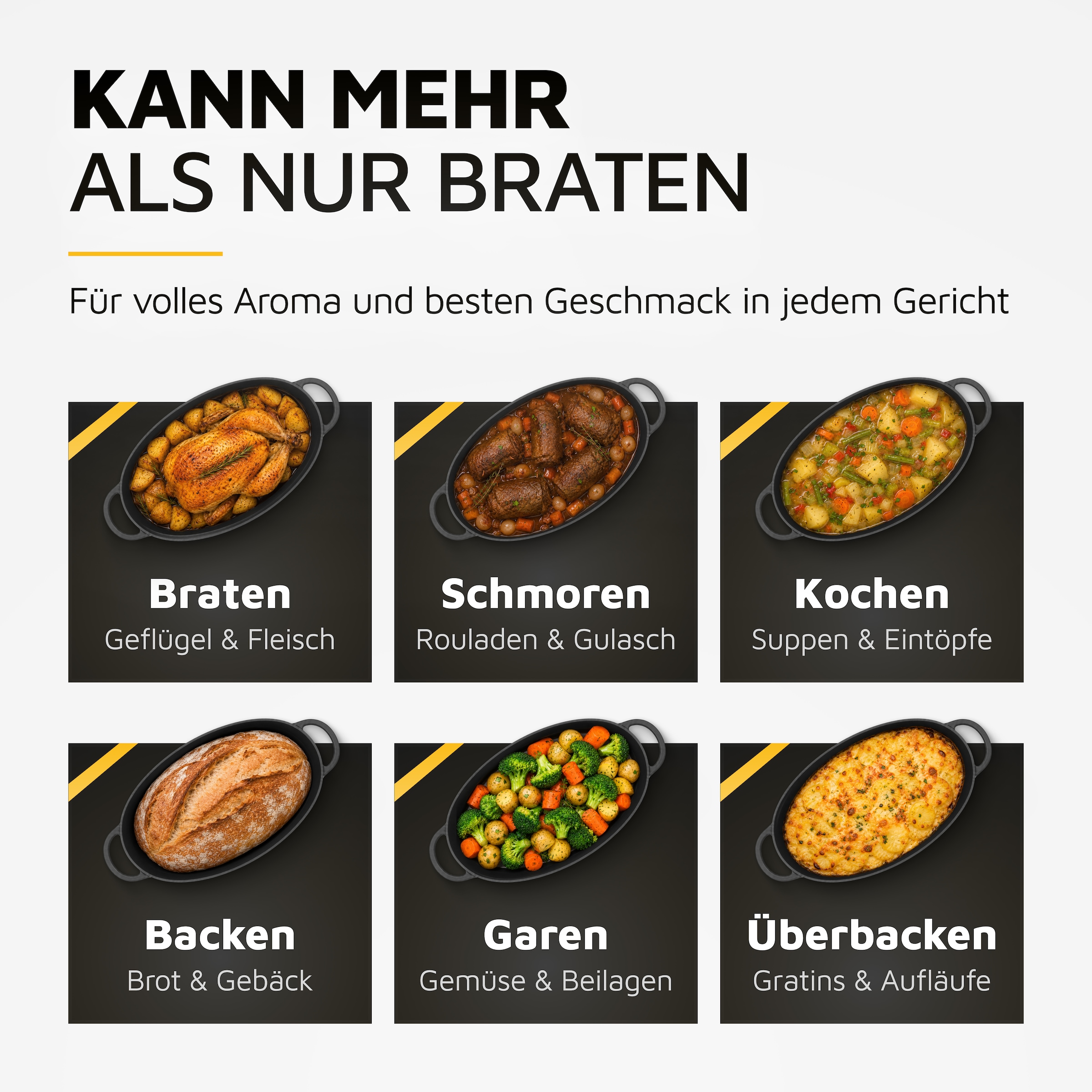 Krüger Bräter »Eisenguss Gansbräter mit Deckel RUSTICA, 34 x 27 x 12,5 cm« 1 Stk. tlg. Gusseisen