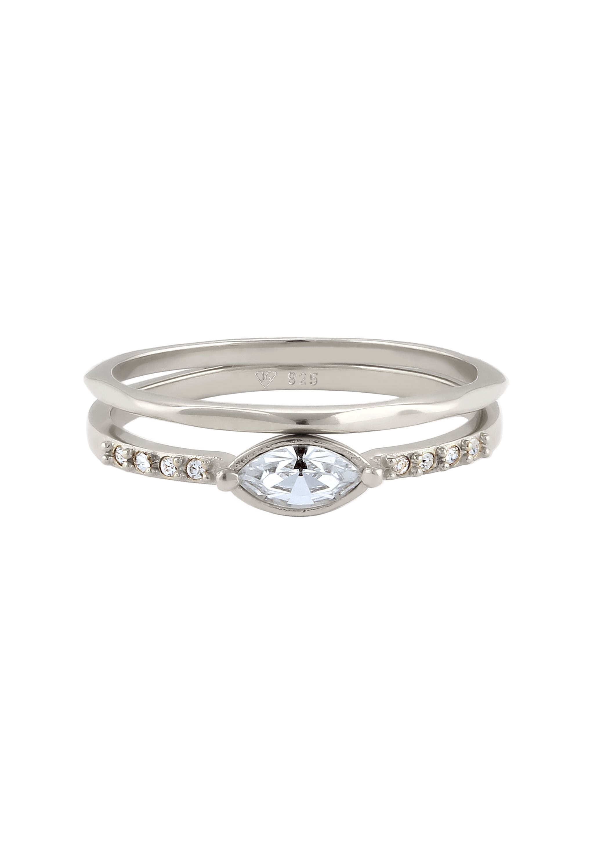 Elli Ring-Set »Ring Set mit Glas Kristalle Weiß 925 Sterling Silber«