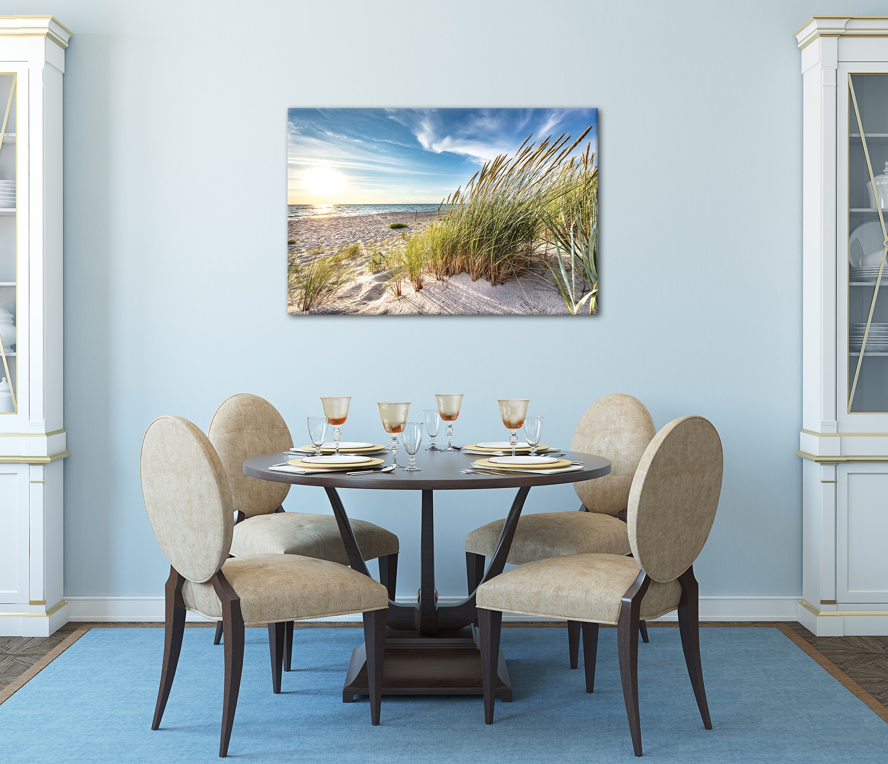 Bönninghoff Bild »Wandbild STRANDSONNE 60x90 cm – Leinwandbild Keilrahmen Deko modern« Meer | Natur | Strand auf Keilrahmen gespannt