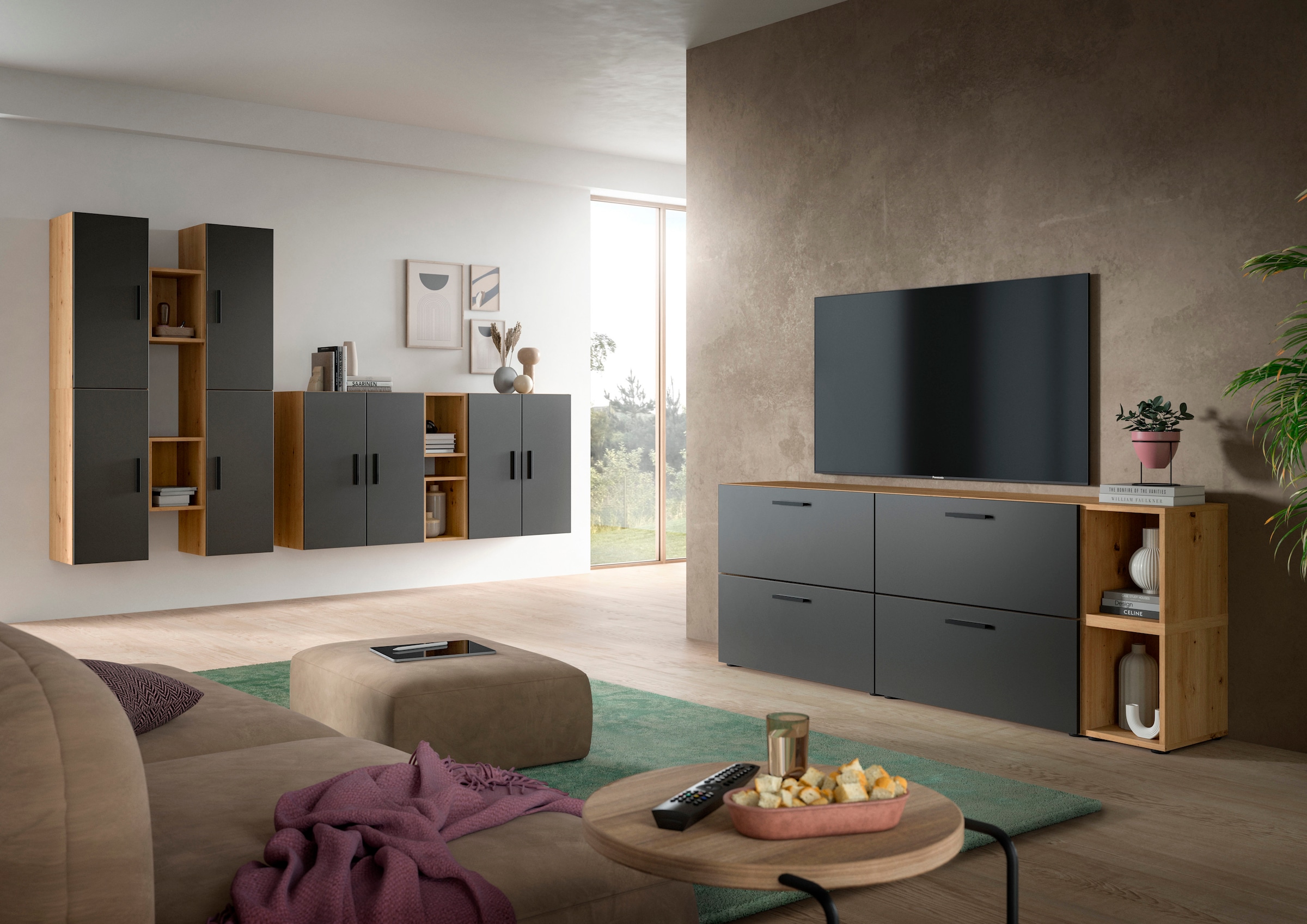 Home affaire Schrank-Set »ENESTE, 12-teilig, in verschiedenen Farben, individuell kombinierbar« verschiedenste Kombinationmöglichkeiten, stehend oder hängend, 4 Stk. tlg.