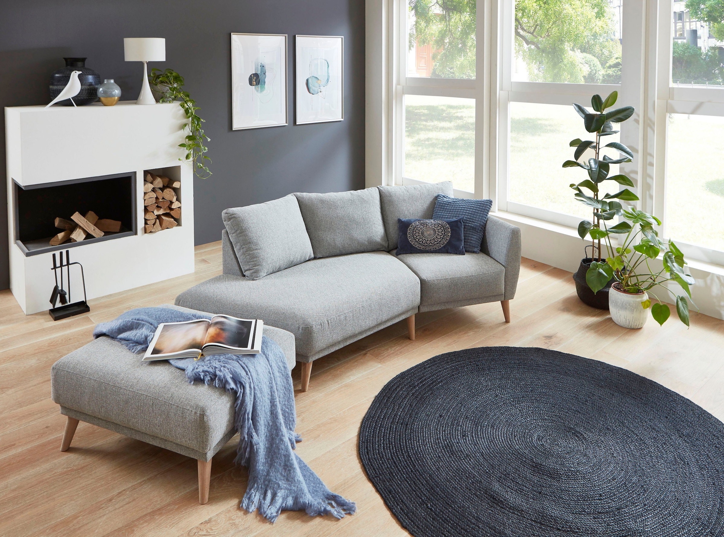 ATLANTIC home collection 2,5-Sitzer »Elvis«, Polsterecke mit offenem Ende im skandinavischen Stil, Massivholzfüße