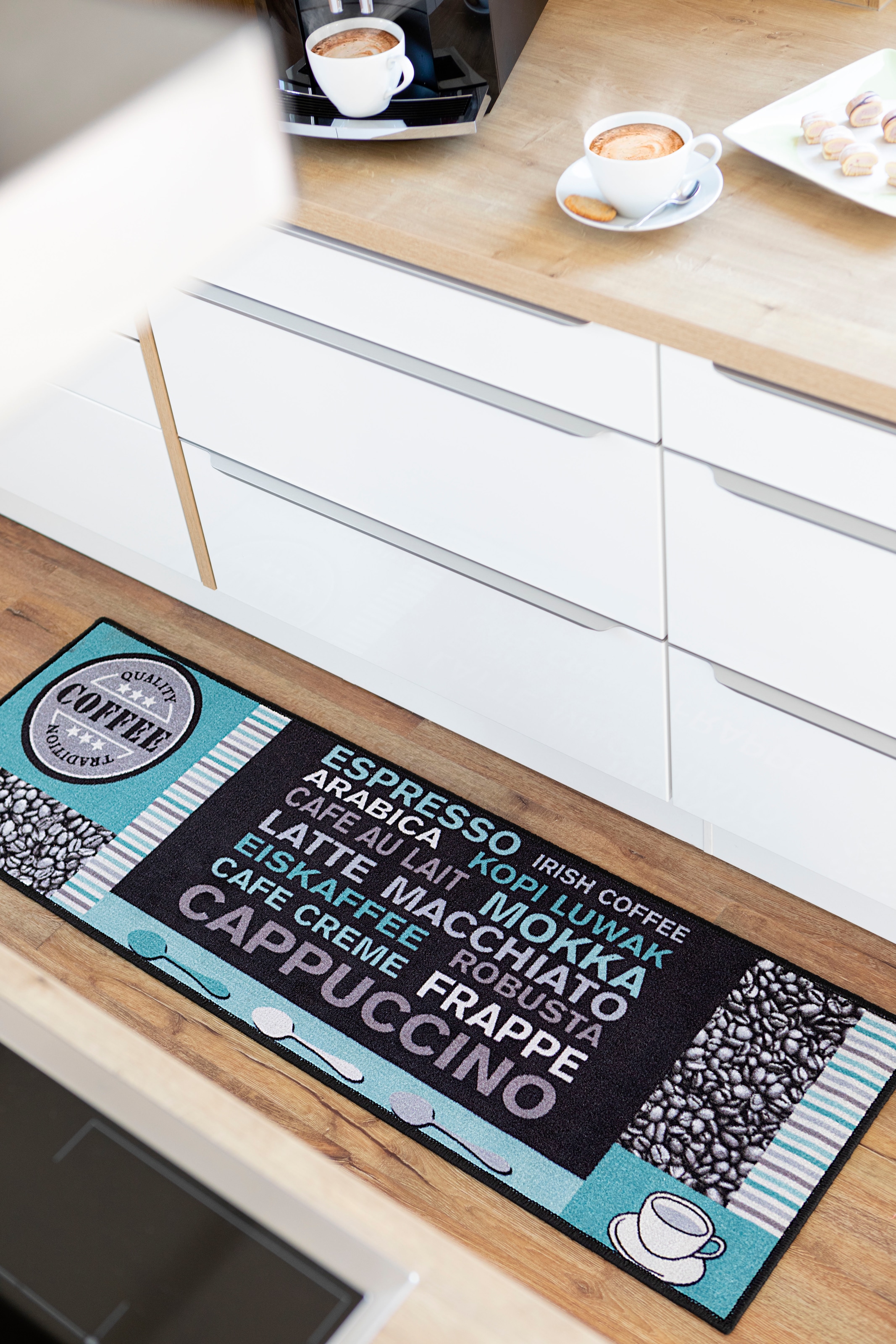 Andiamo Küchenläufer »Cafe Creme«, rechteckig, 4 mm Höhe, Motiv Kaffee, mit Schriftzug, Größe 50x150 cm, Küche