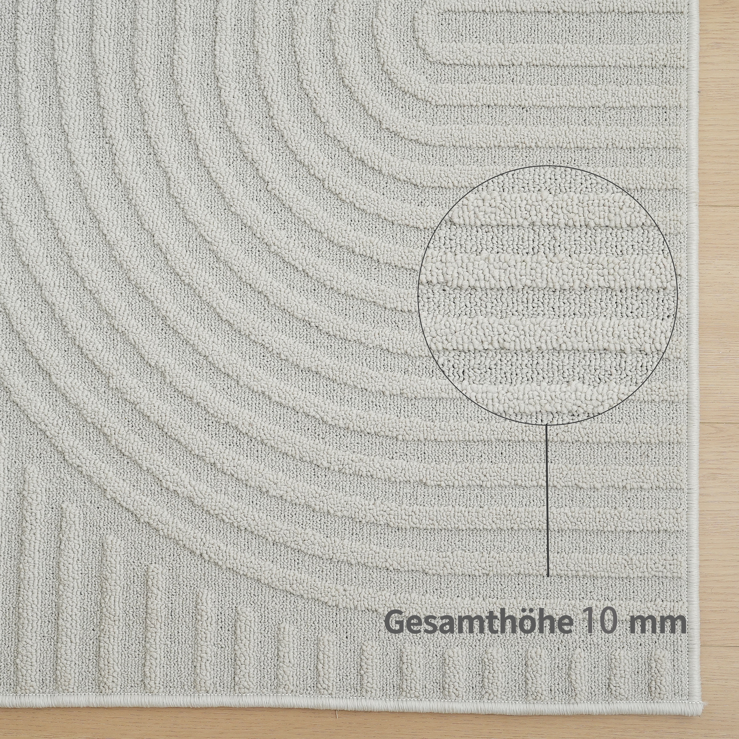 OTTO home Teppich »Jola Hoch-Tief-Design, Scandi-Look, Zen« rechteckig 10 mm Höhe Boho, Modern, 3D, Wohnzimmer, Schlafzimmer, wasserabweisend