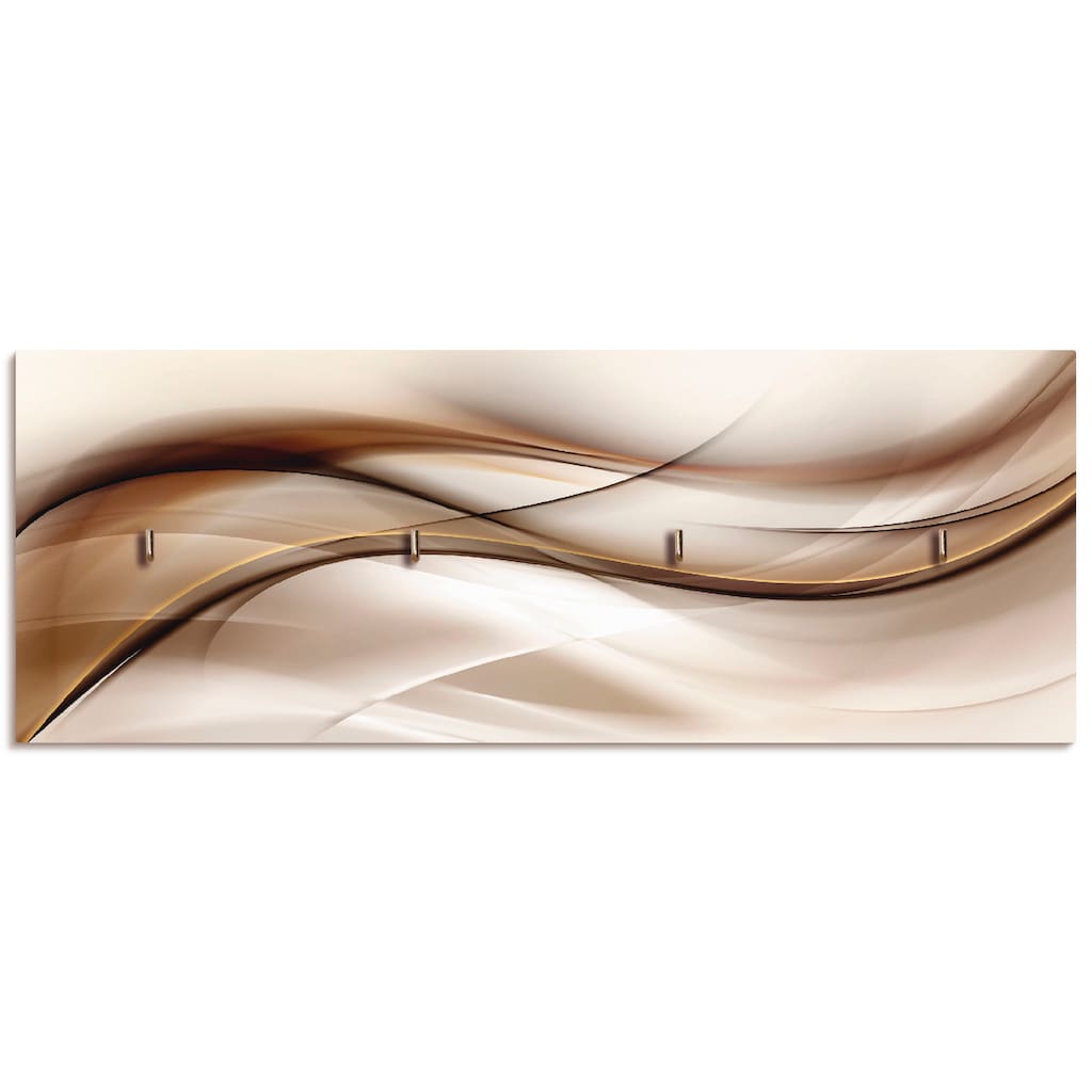Artland Hakenleiste »Braune abstrakte Welle«, aus Holz mit 4 Schlüsselhaken – Schlüsselboard, Schlüsselbretter, Schlüsselhalter, Schlüsselaufhänger für den Flur – Stil: Modern