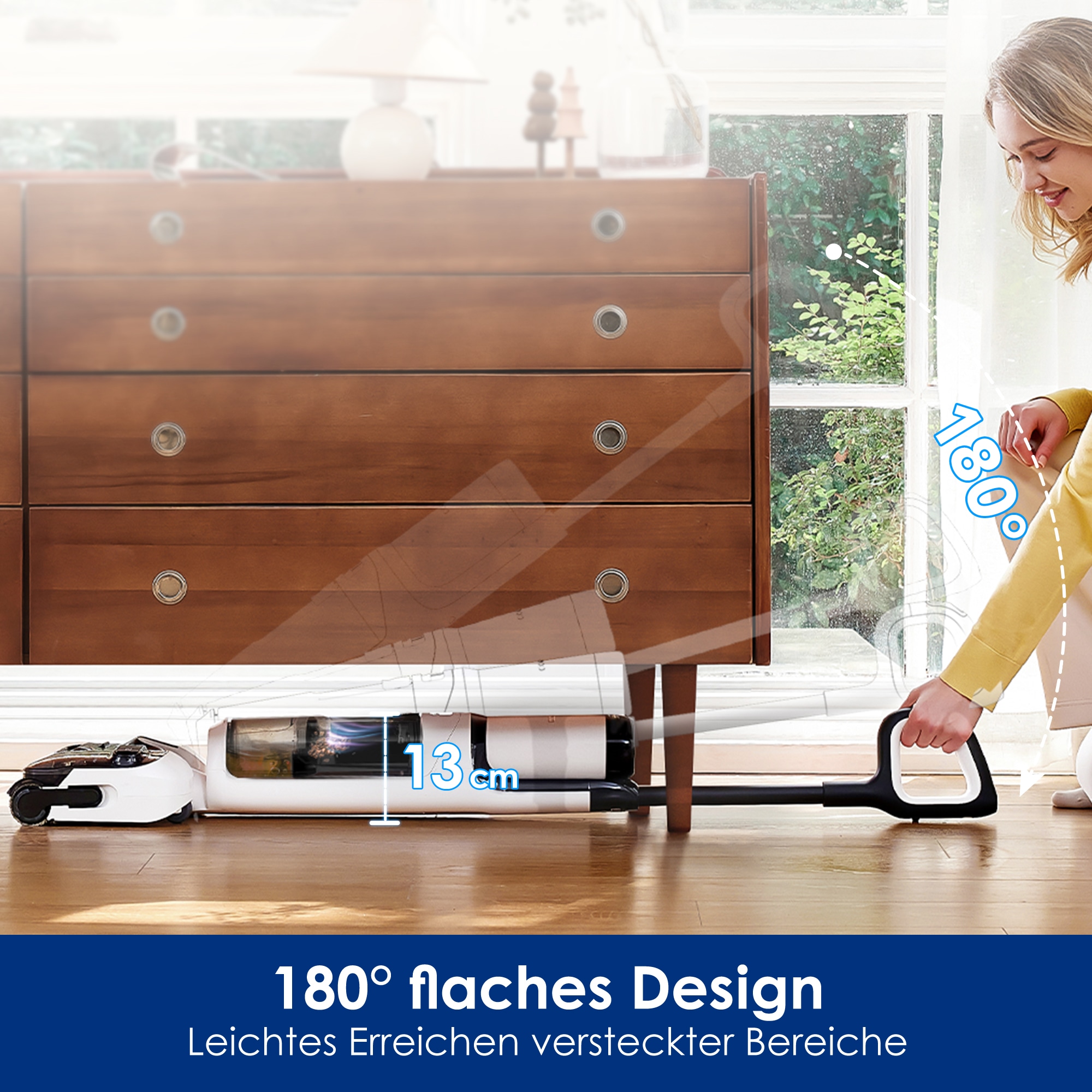 Tineco Nass-Trocken-Sauger »Floor One S5 Stretch Extreme, 180° Neigung, Selbstreinigung,«, 40 Min Akku, automatische Anpassung der Saugleistung, Tierhaarfilter