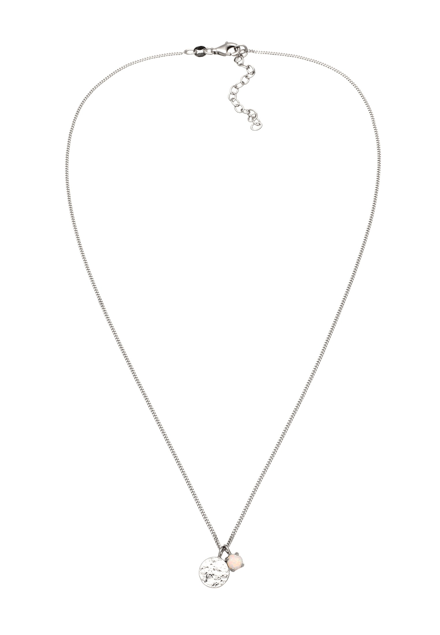 Elli Kette ohne Anhänger »Halskette Plättchen Synthetischer Opal Weiß 925 Sterling Silber«