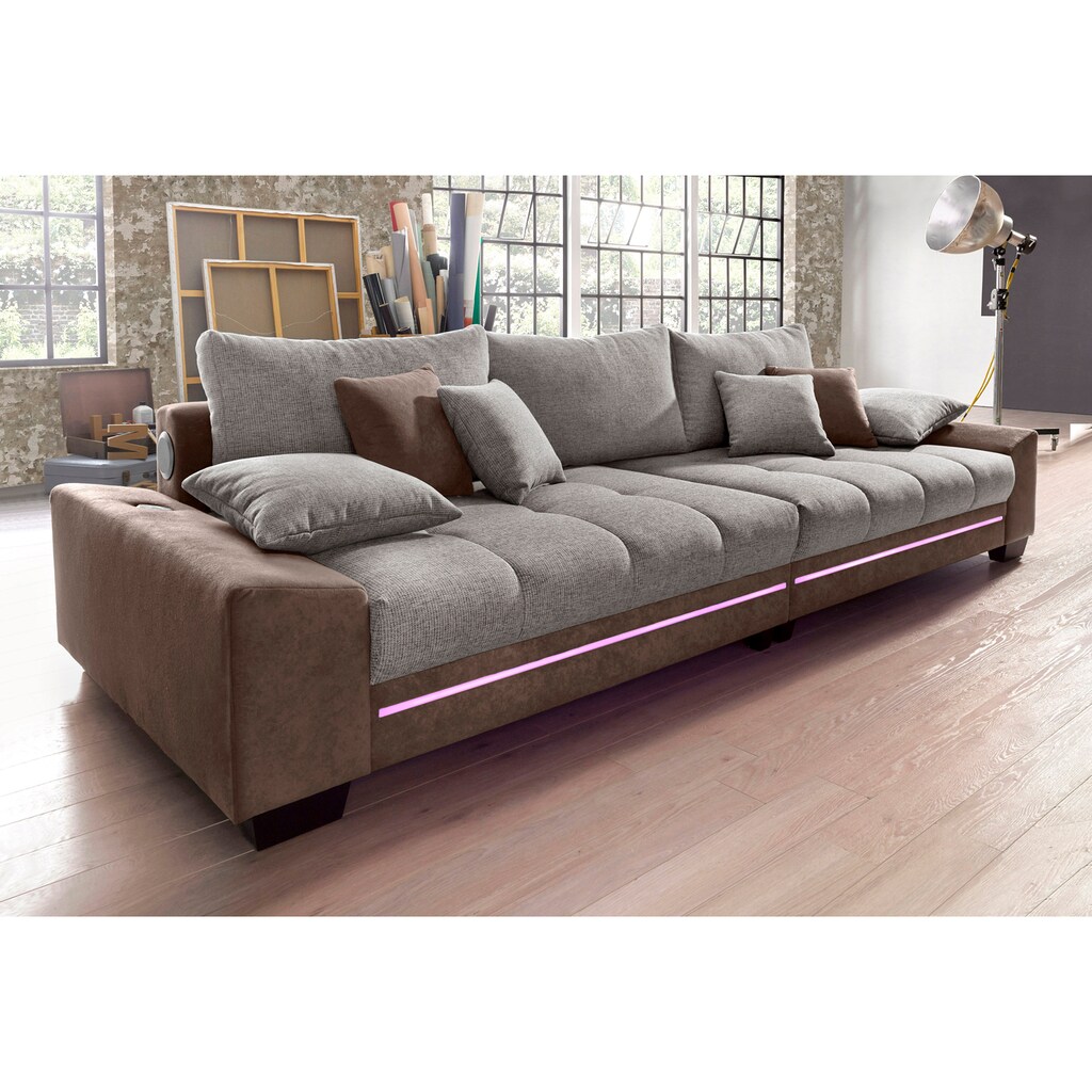 Mr. Couch Big-Sofa »Nikita«, wahlweise mit Kaltschaum (140kg Belastung/Sitz) und Bluetooth-Soundsystem, sowie RGB-LED-Beleuchtung