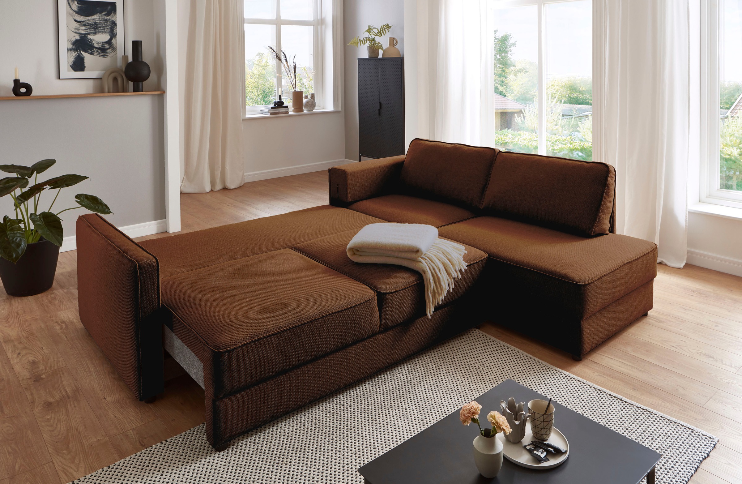 ATLANTIC home collection Schlafsofa »Chill«, Ecksofa mit Bettfunktion und Bettkasten