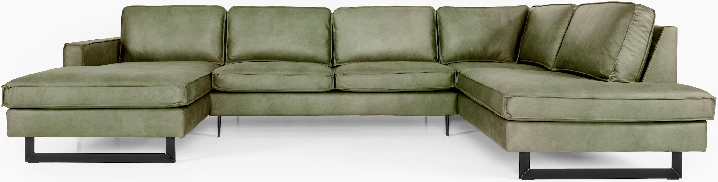 Places of Style Wohnlandschaft »Pinto, 350 cm, U-Form, XXL, mit Ottomanen«, Cord, Feincord, Luxus-Microfaser Leder und Chenille