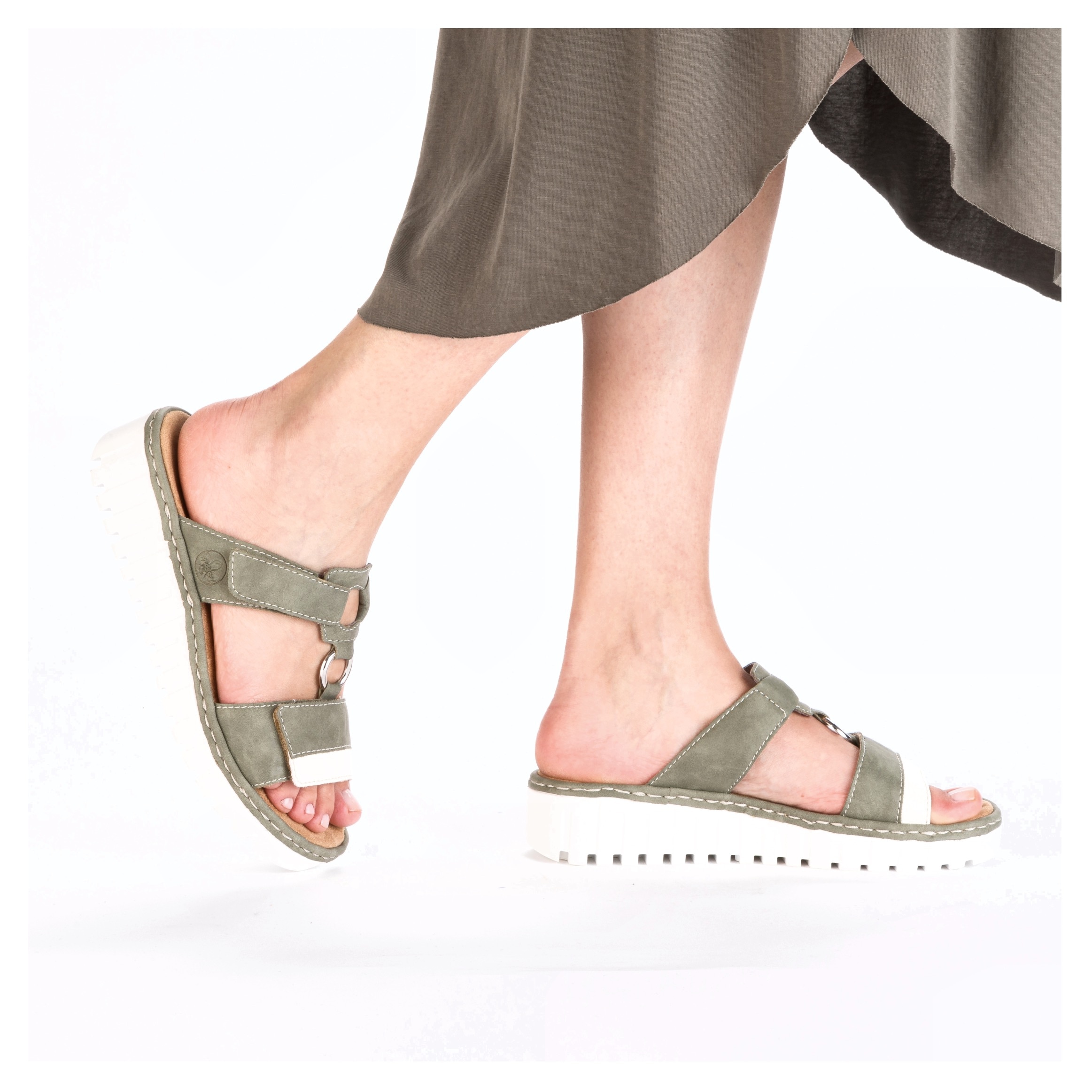 Rieker Keilpantolette, Sommerschuh, Strandschuh, Keilabsatz, mit zwei Klettverschlüssen
