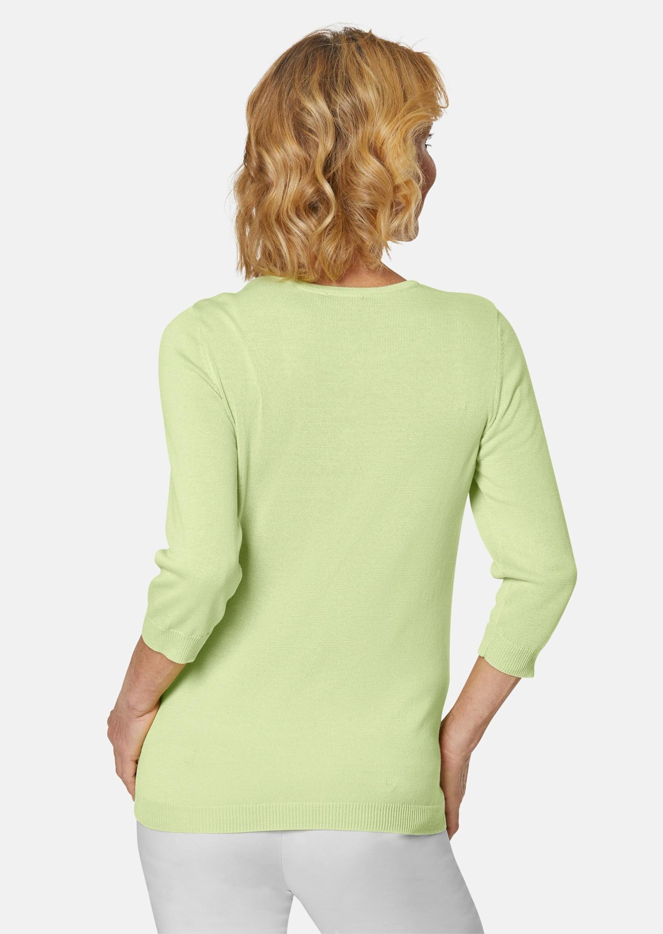 GOLDNER 3/4 Arm-Pullover »Kurzgröße Sommerlicher Strickpullover mit Ajourmuster«