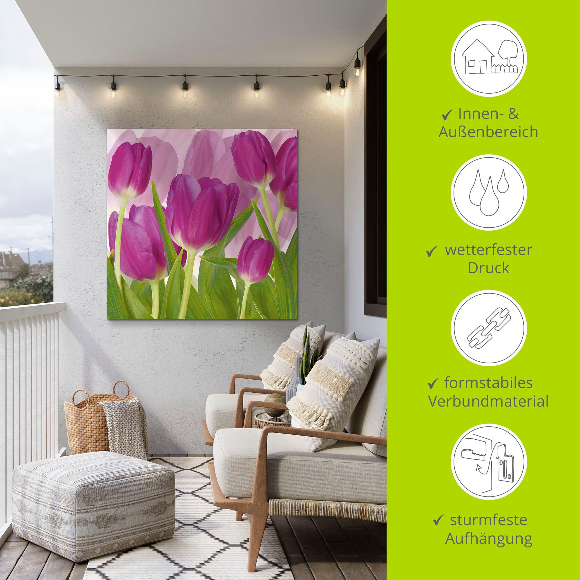 Artland »Tulpenfeld lila« Blumen 1 Stk. tlg. als Alubild, Leinwandbild in verschied. Größen