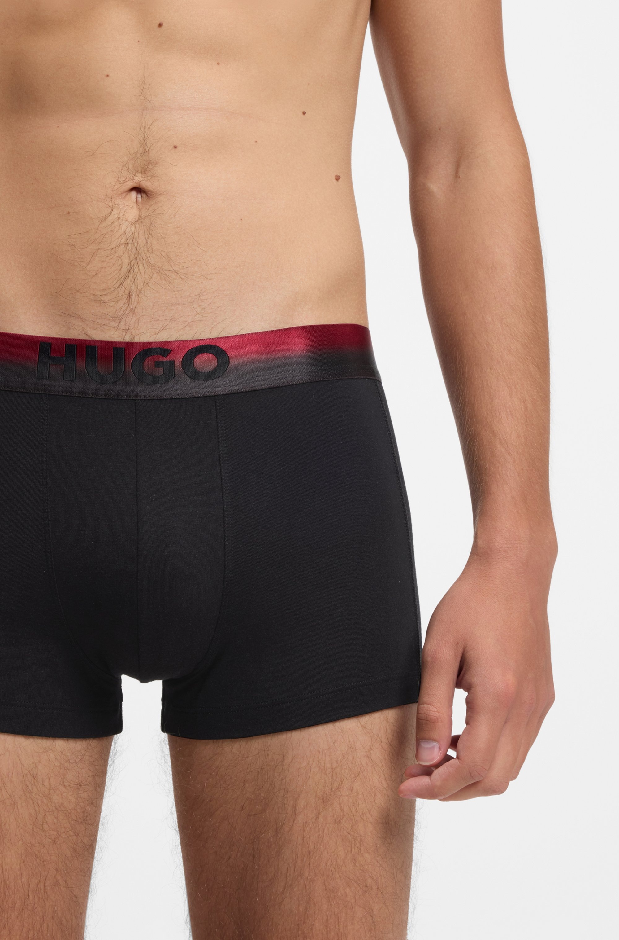 HUGO Underwear Trunk 3 Stk. elastischer Bund mit Sprühfärbemuster und Logo