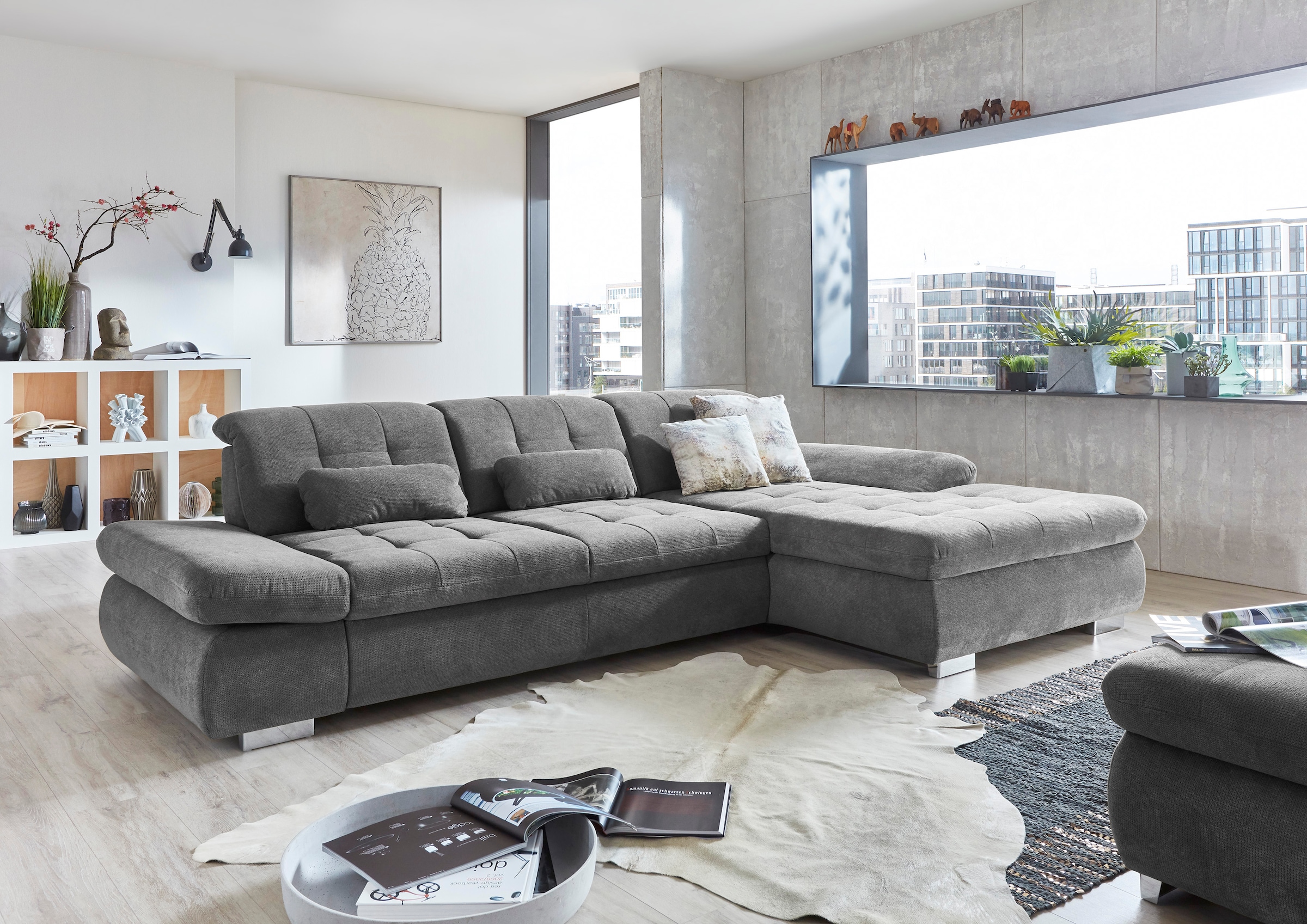 Die PlanBar Ecksofa »MP-IN17004 L-Form«, wahlweise mit Bettfunktion, Sitztiefen- und Kopfteilverstellung