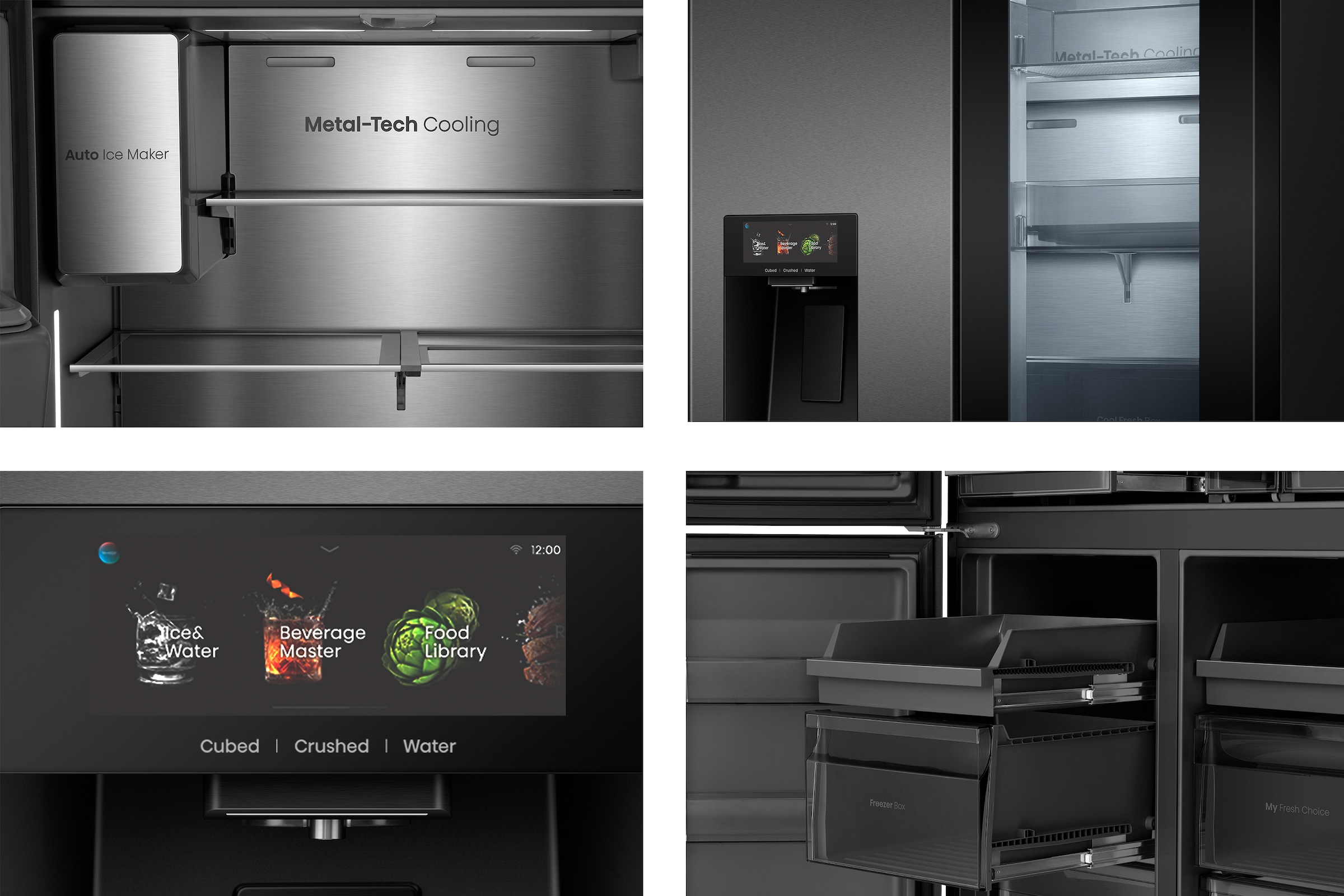 Hisense Multi Door »RQ600P7SKE« 179 cm hoch 91,4 cm breit PureViewDoor - immer sehen was im Kühlschrank ist