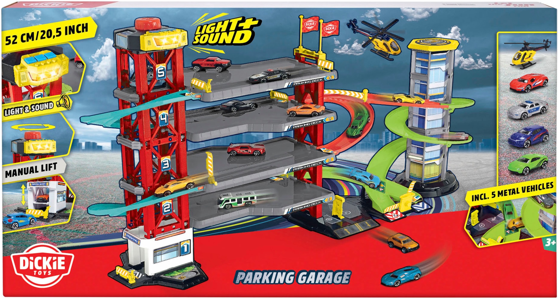 Dickie Toys Spiel-Parkgarage »Parking Garage«, inklusive 5 Fahrzeuge; mit Licht und Sound