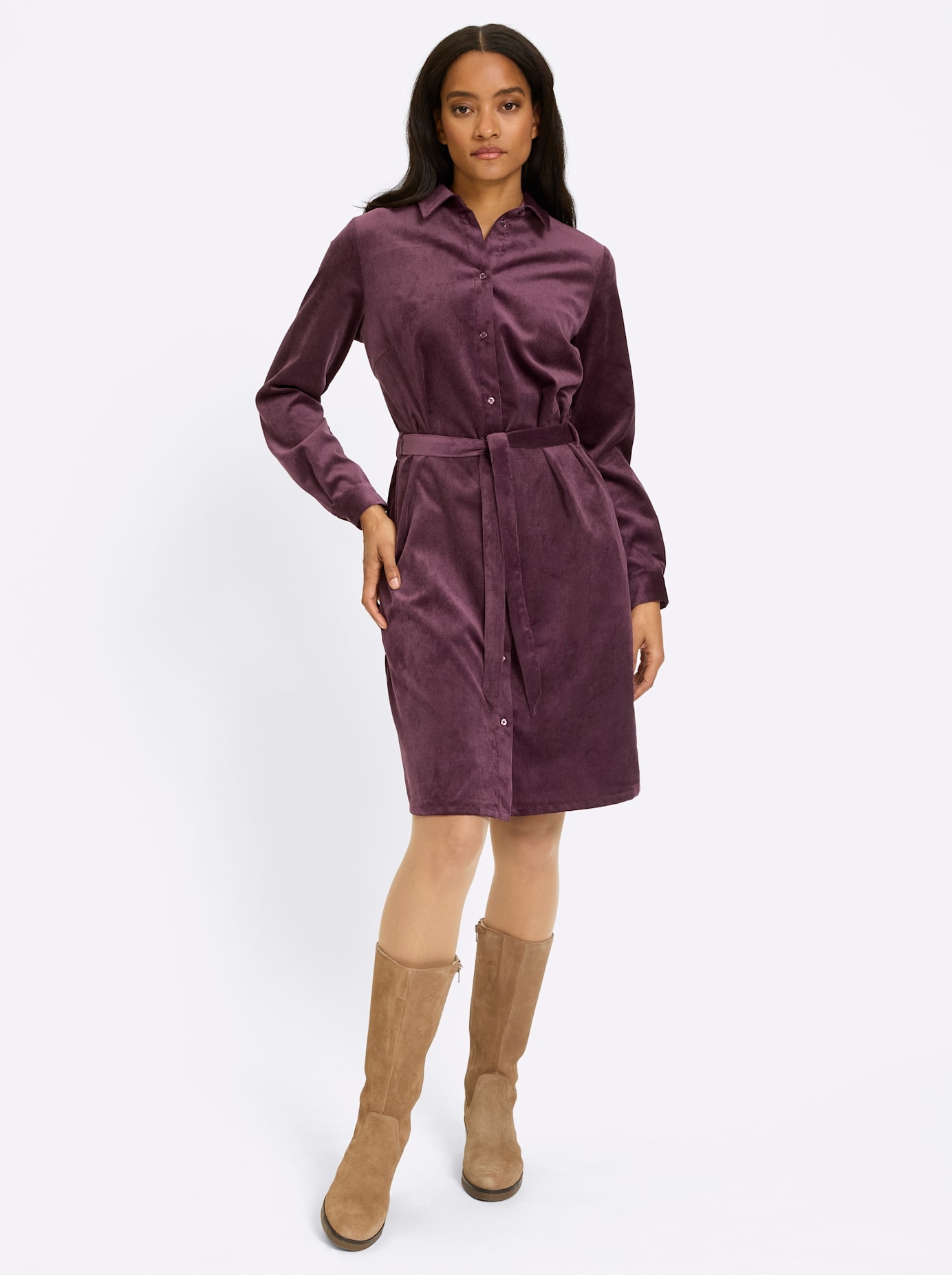 heine Hemdblusenkleid »Cord-Kleid« Eingrifftaschen