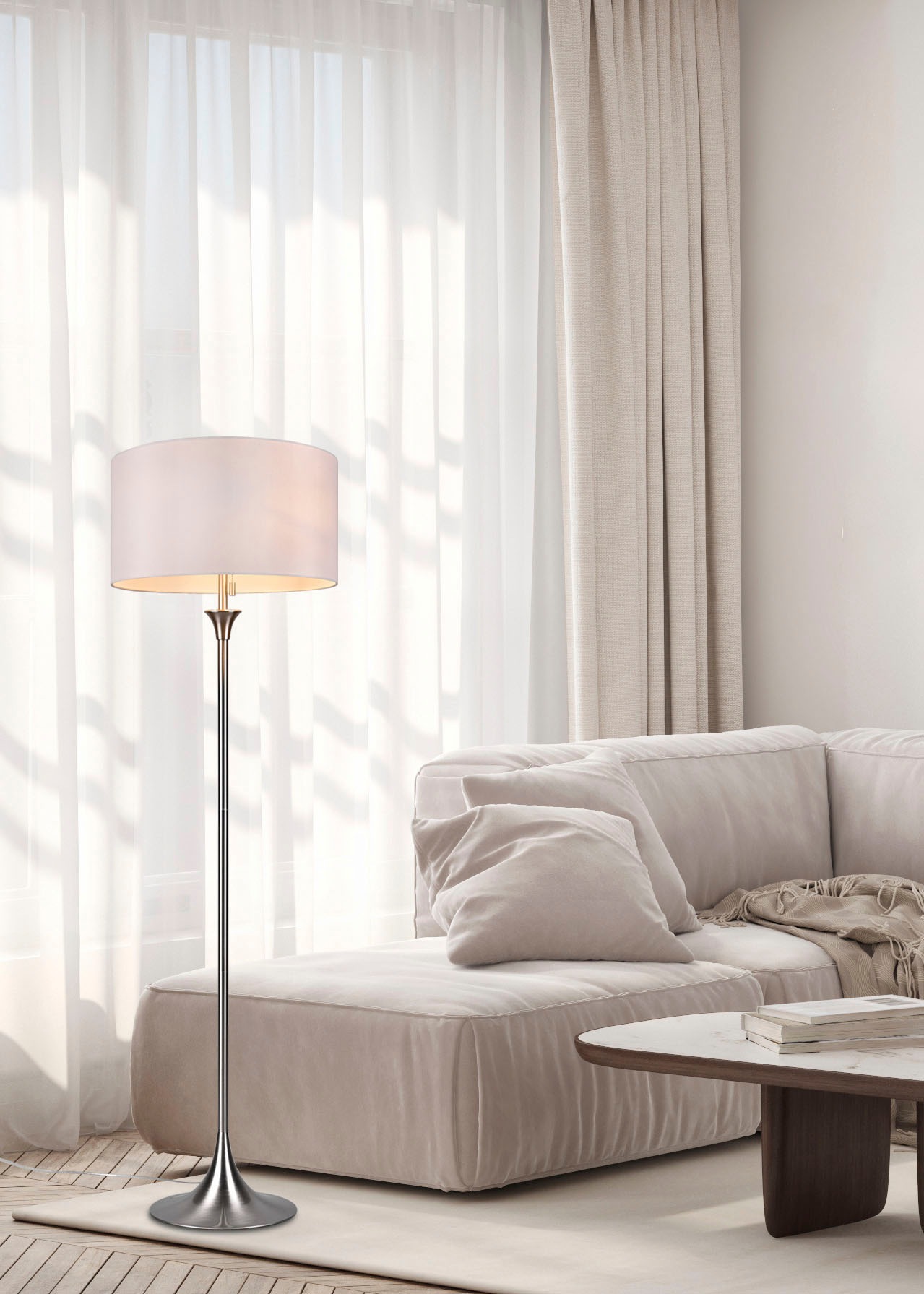 TRIO Leuchten Stehlampe »Sabia«, 3 flammig, Leuchtmittel E27 | ohne Leuchtmittel, Stehleuchte 3 Helligkeits-Stufen exkl 3xE27 max 40W, 155cm hoch Ø45cm
