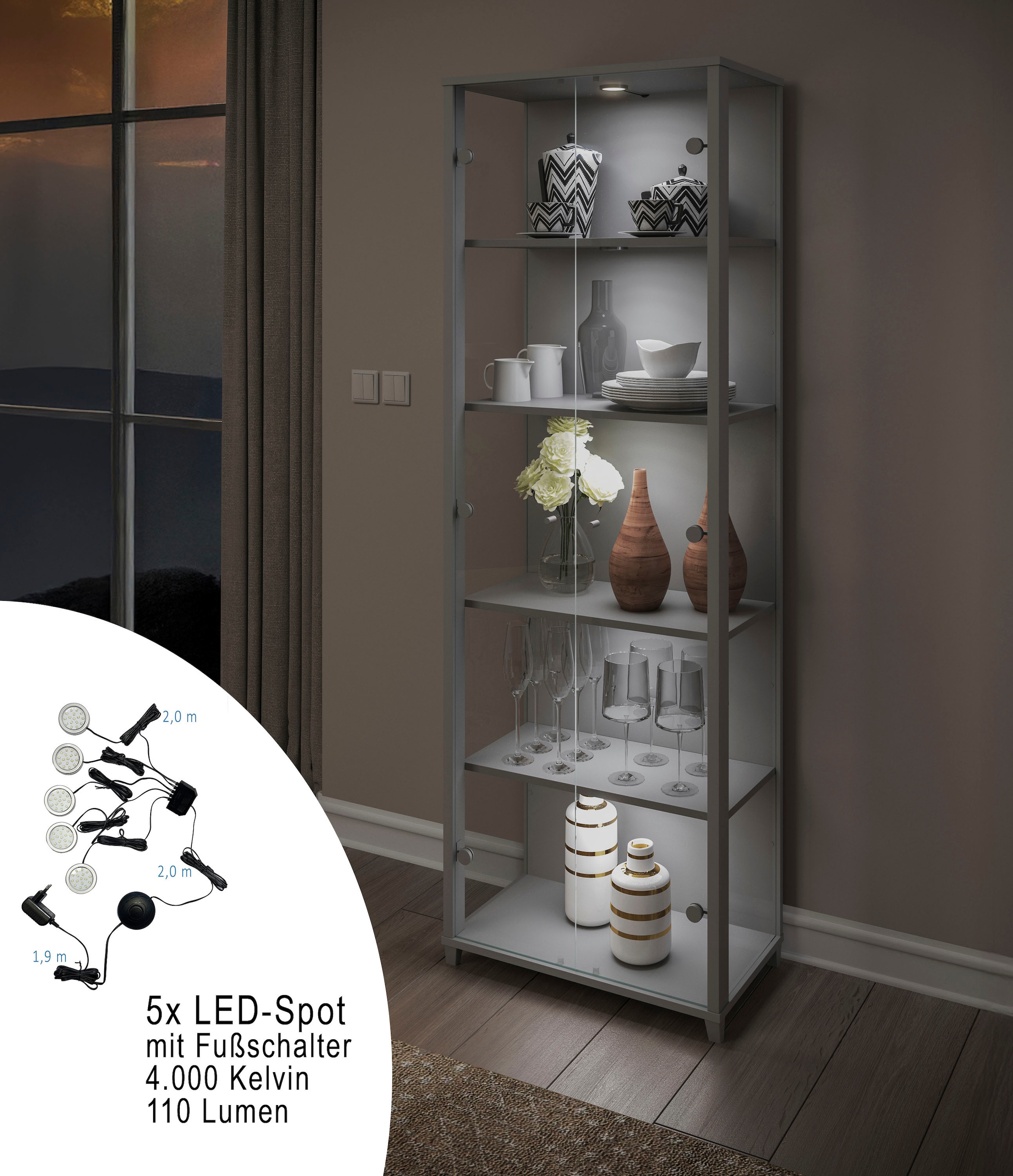 fif möbel Vitrine »OPTIMA«, Standvitrine, Vitrinenschrank, Glasvitrine, Sammlervitrine