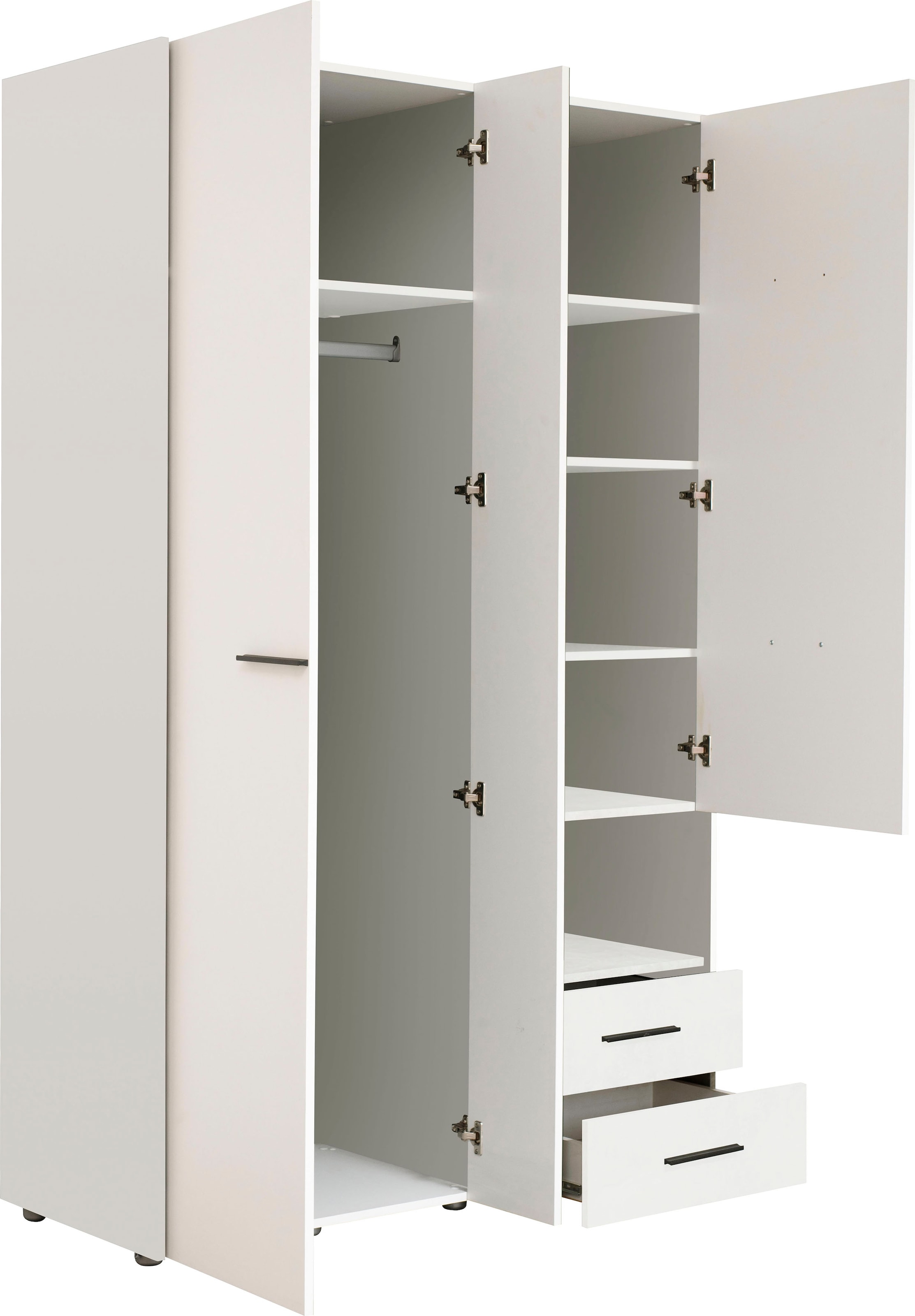 INOSIGN Kleiderschrank »Leon, FSC® -zertifiziertem Holzwerkstoff«, mit Spiegel, Innenausstattung und 2 Schubladen, 127,5x55x205,5cm