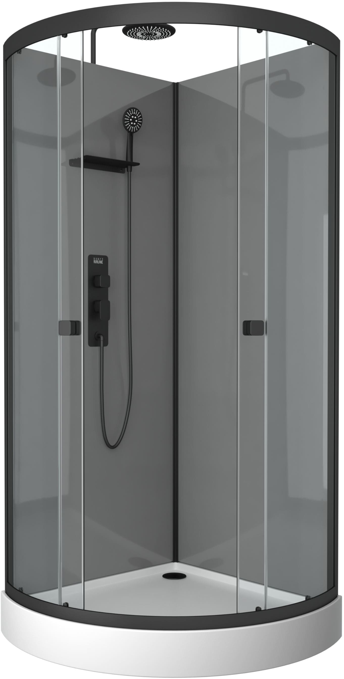 Marwell Komplettdusche »Grey Style Round« Fertigdusche mit 5mm gehärtetem Glas