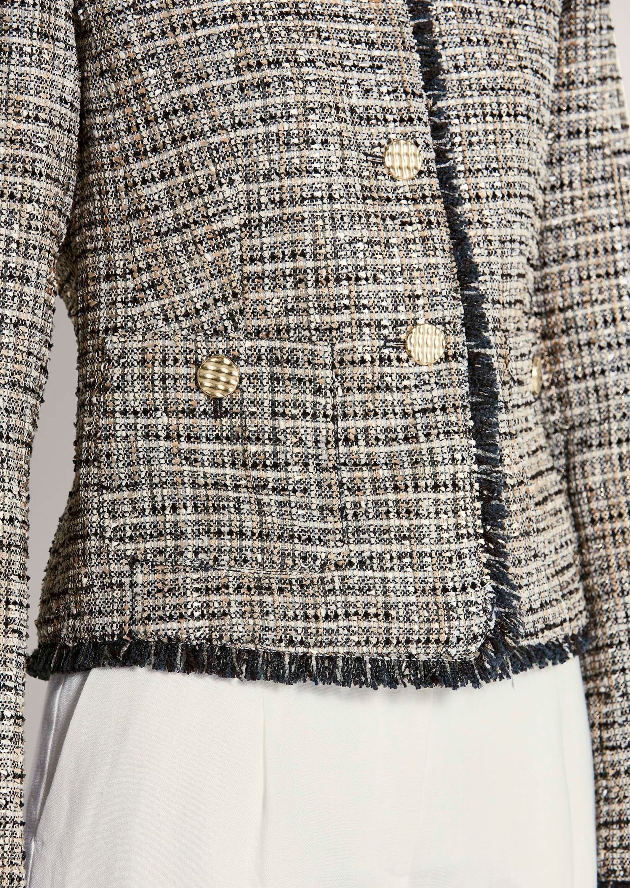 MADELEINE Jackenblazer »Blazer Tweed-Blazer mit Fransendetails« Tweed Blazer mit Fransendetails