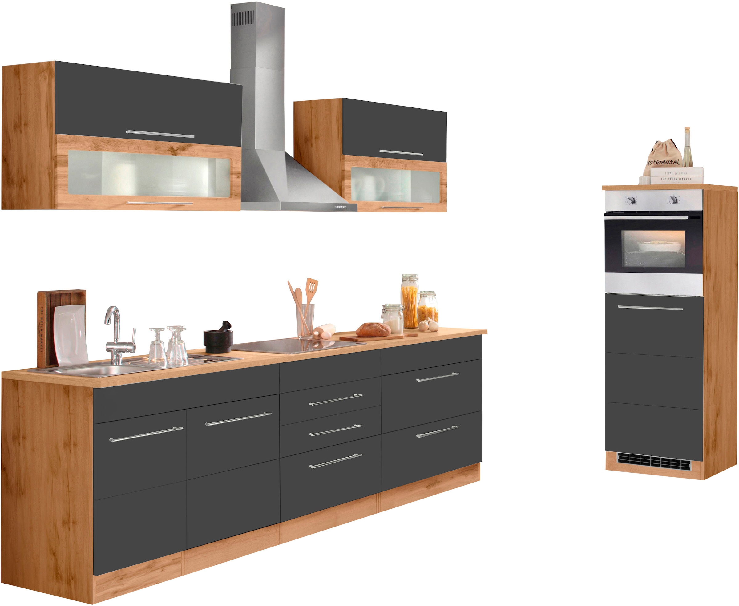 KOCHSTATION Küchenzeile »KS-Wien« Breite 340 cm, wahlweise mit E-Geräten und Induktion