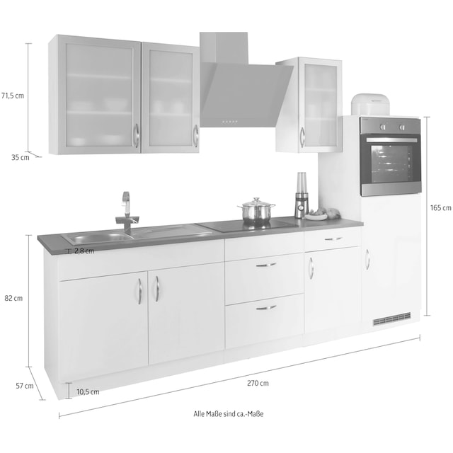 wiho Küchen Küchenzeile »Peru«, mit E-Geräten, Breite 270 cm auf Raten  kaufen