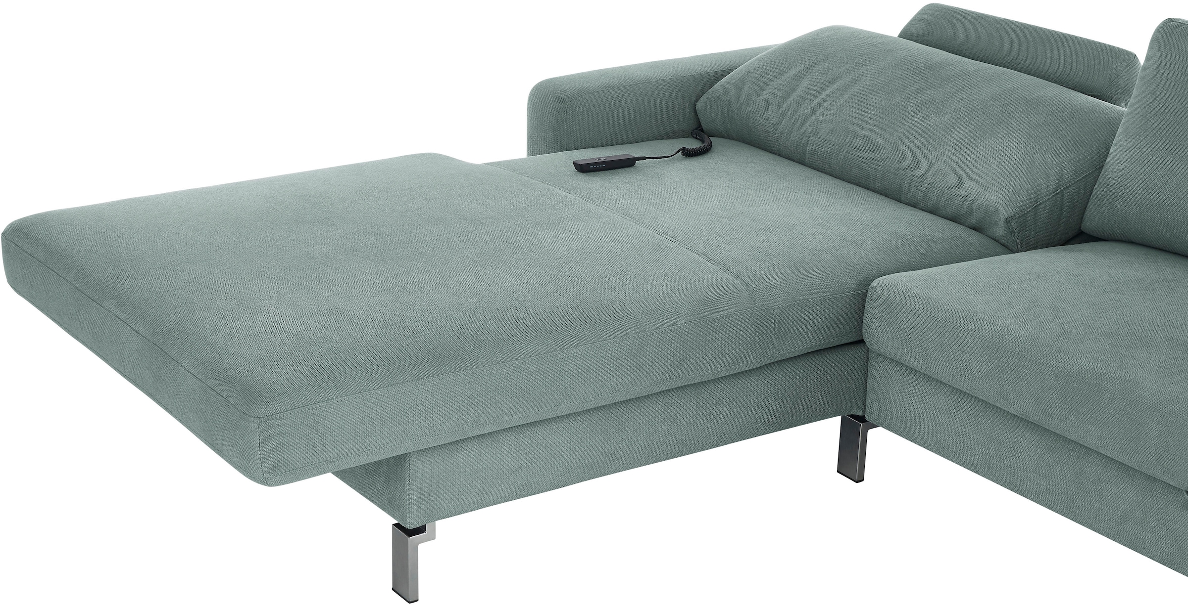 3C Candy Ecksofa »Lecce, wahlweise PUR-Schaumstoff oder Tonnentaschenfederkern«, Bett im 2,5-Sitzer, teilmotorische Schlaffunktion im Longchair, L-Form