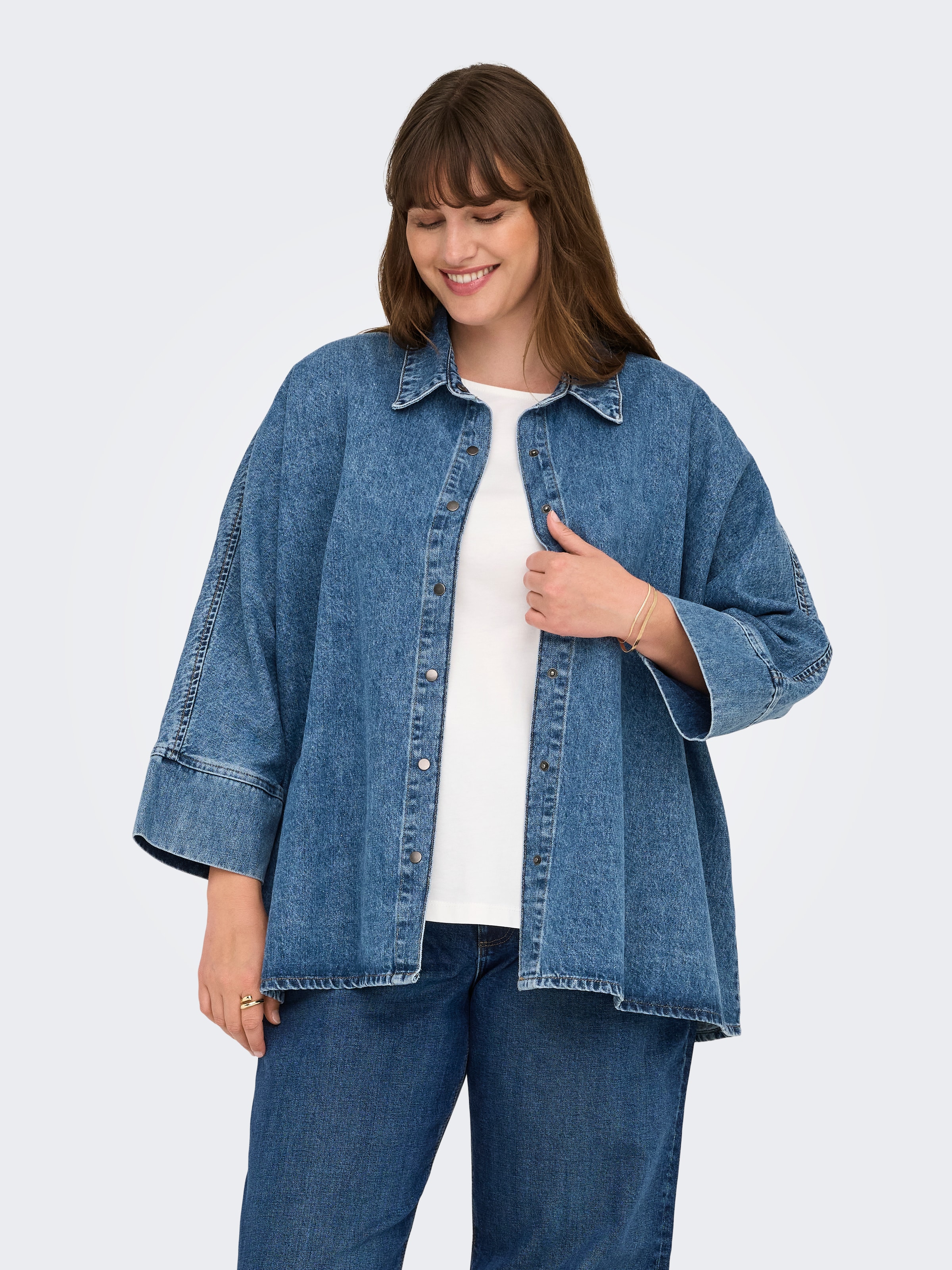 ONLY CARMAKOMA Jeansbluse »CARGRACE 3/4 DNM SHIRT CRO«