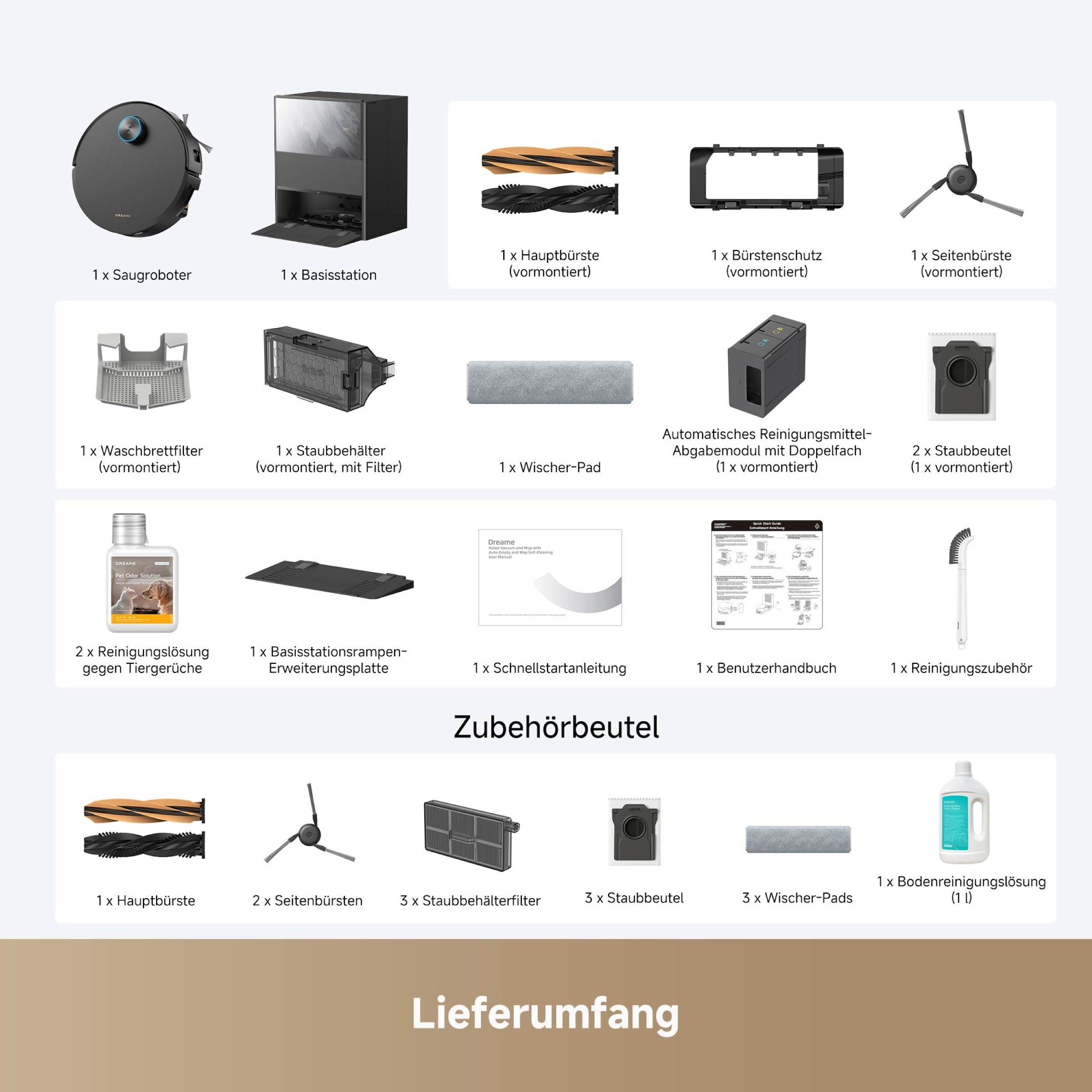 Dreame Nass-Trocken-Saugroboter »Aqua10 Ultra Track Complete« Warmwasser-Wischsystem, überwindet Hindernisse, 25.000 Pa Saugkraft