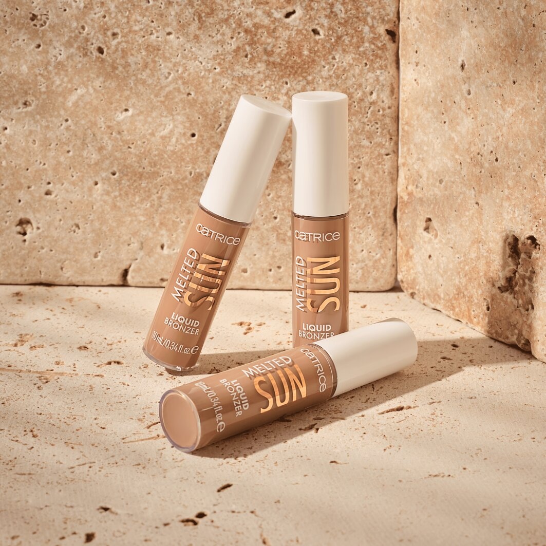 Catrice Bronzer-Puder »Melted Sun Liquid Bronzer«, (Set, 3 tlg.), Cremige Textur, matt, aufbaubare Deckkraft, leicht verblendbar.