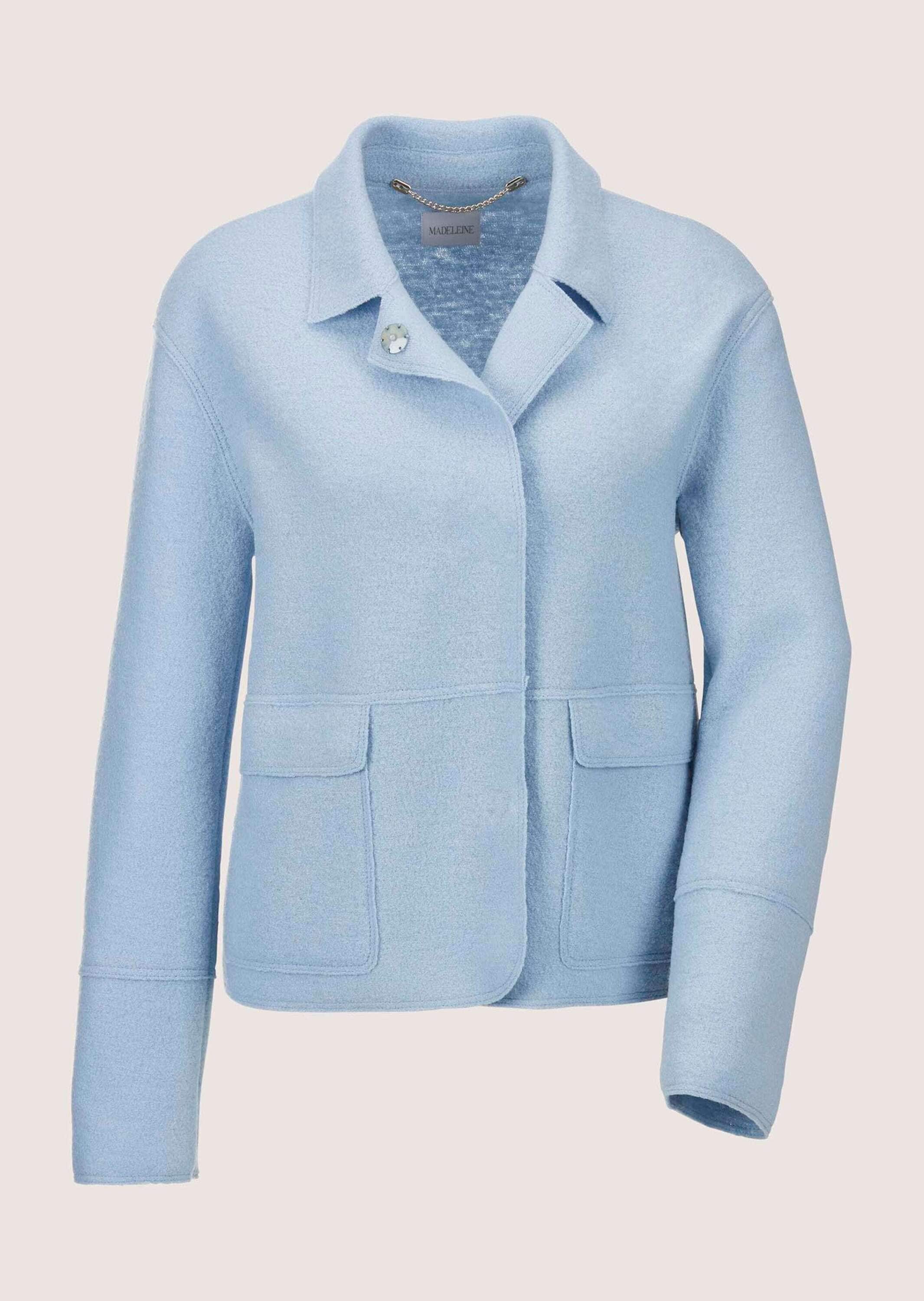 MADELEINE Kurzblazer »Kurzblazer Wollblazer mit Klappkragen und Pattentaschen« Wollblazer in Leichtverarbeitung, gekochte Wolle