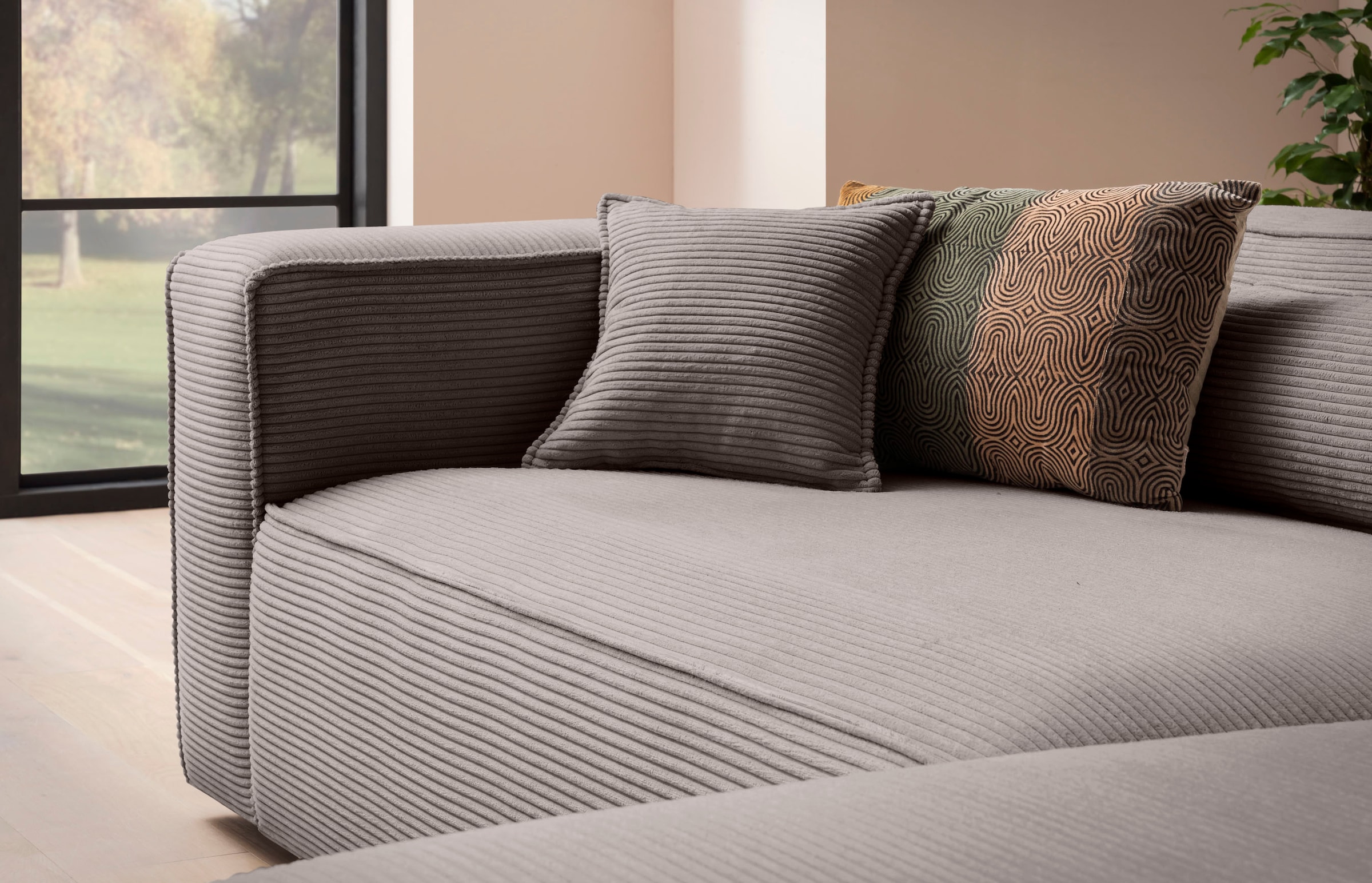 LeGer Home by Lena Gercke Ecksofa »PIARA XXL Cord, Big-Sofa, L-Form« wahlweise Ottomane rechts/links, Kedernaht, extra tiefe Sitzfläche