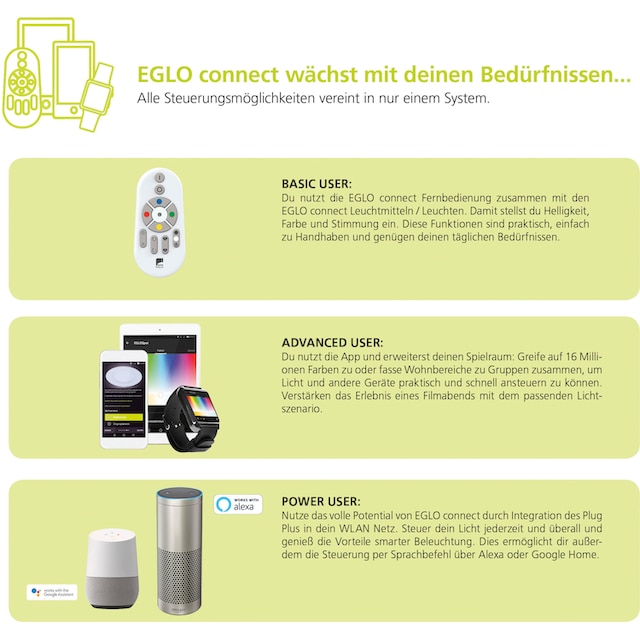 EGLO LED Deckenleuchte »COMPETA-C«, 1 flammig-flammig, Smart Home  Deckenlampe Ø43cm, dimmbar, Weißtöne und Farben einstellbar online kaufen |  mit 3 Jahren XXL Garantie