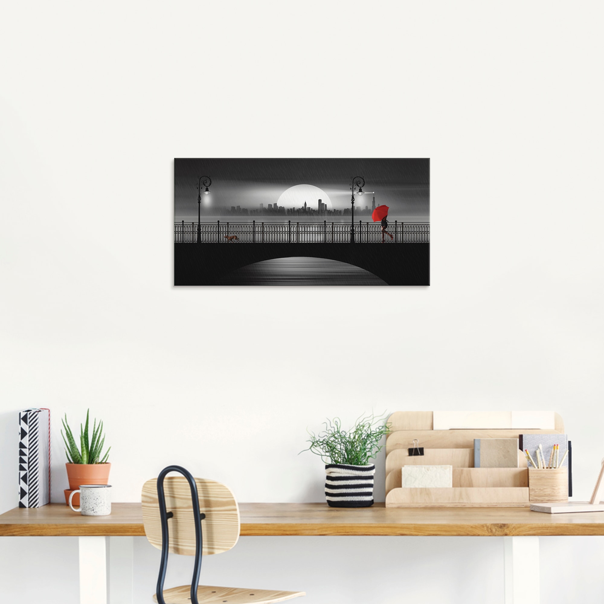 Artland Glasbild »Die Brücke im Regen«, Brücken, (1 St.), in verschiedenen Größen