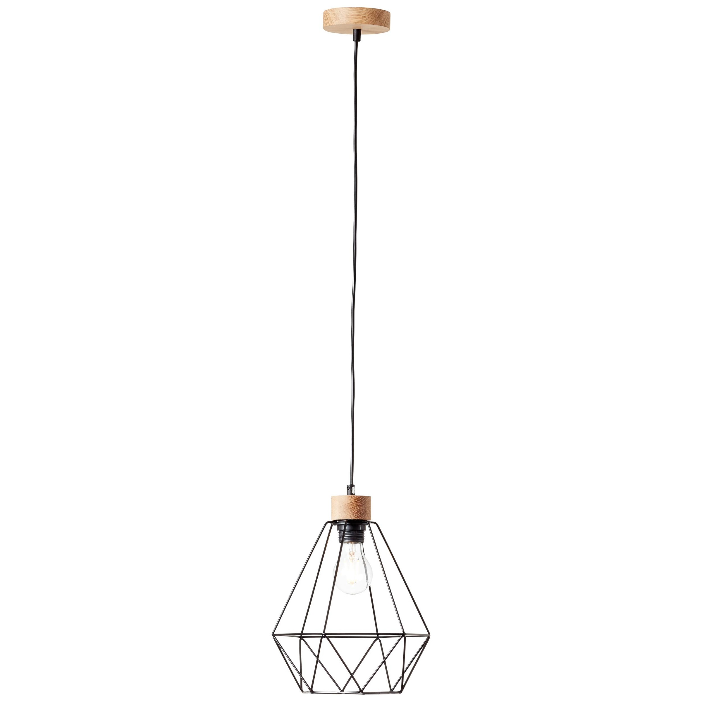 Brilliant Pendelleuchte »Drewno«, 1 flammig, Leuchtmittel E27 | ohne Leuchtmittel, Hängelampe 25cm schwarz/holzfarbend