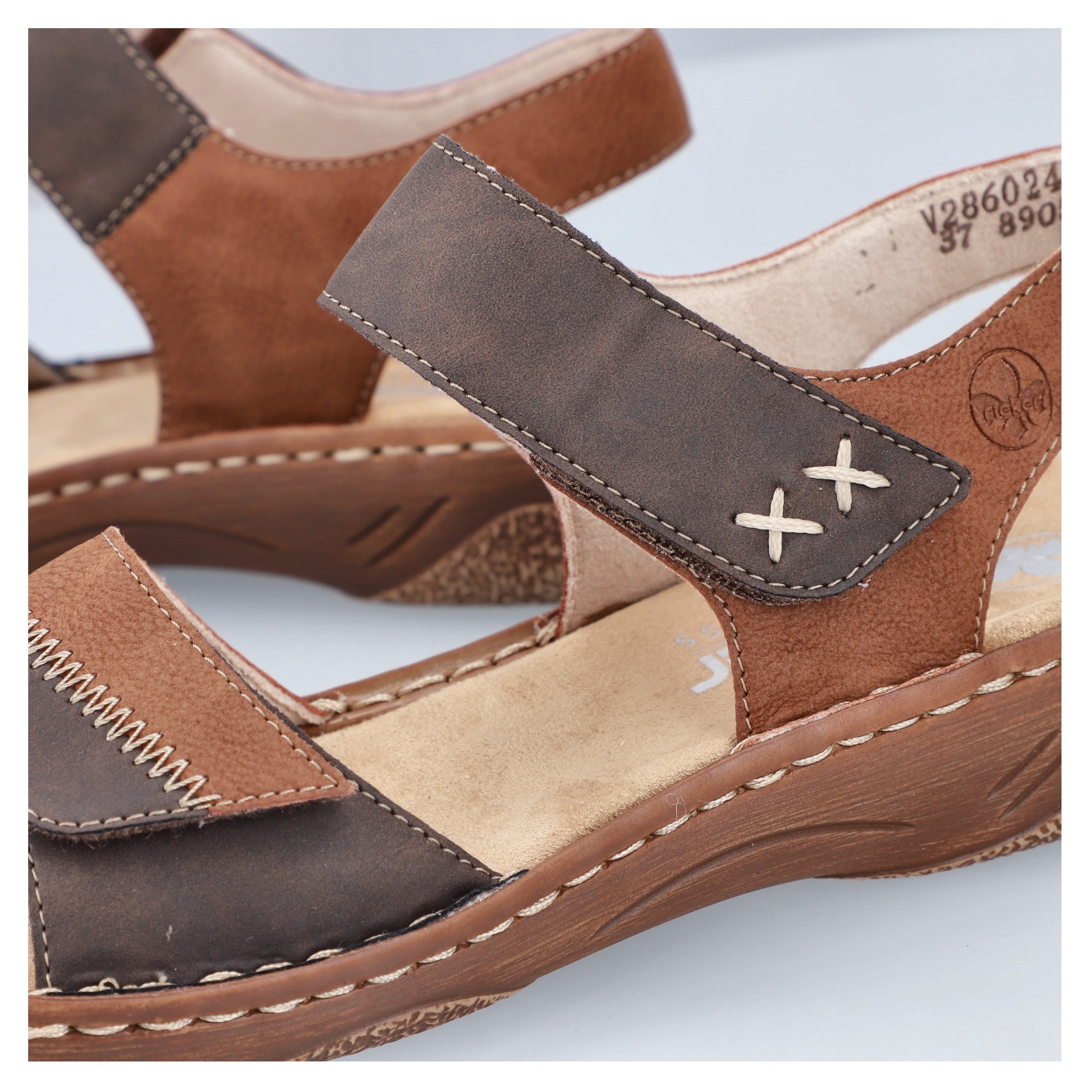 Rieker Sandale  Riemchensandale, Sommerschuh, Sandalette, Klettschuh mit Keilabsatz