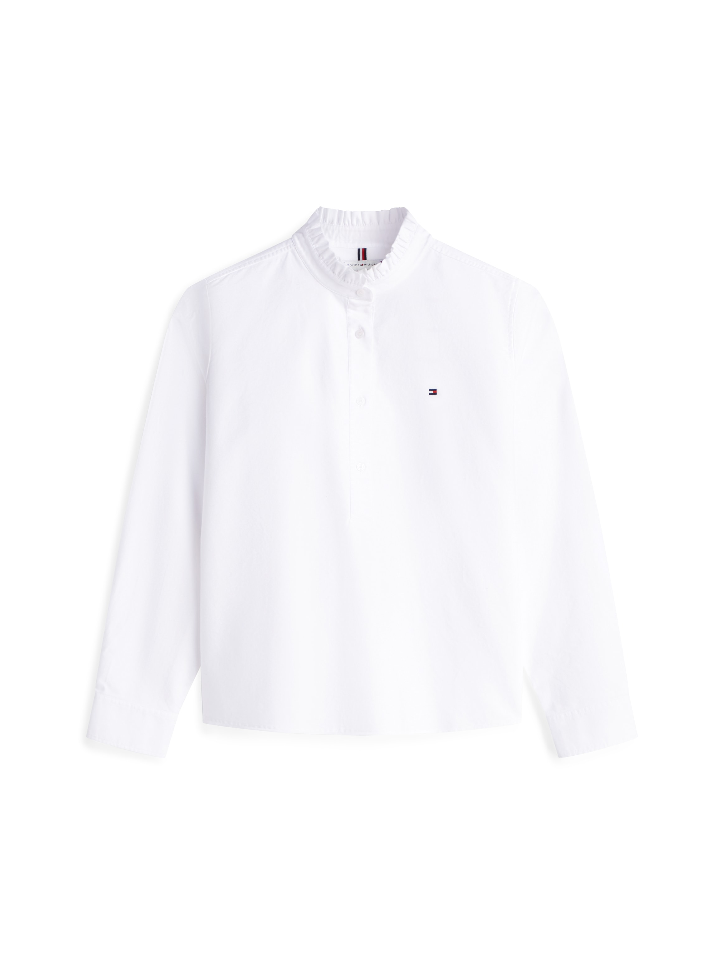 Tommy Hilfiger Langarmbluse »OXFORD RUFFLE NECK SHIRT« mit Rüschen Detail